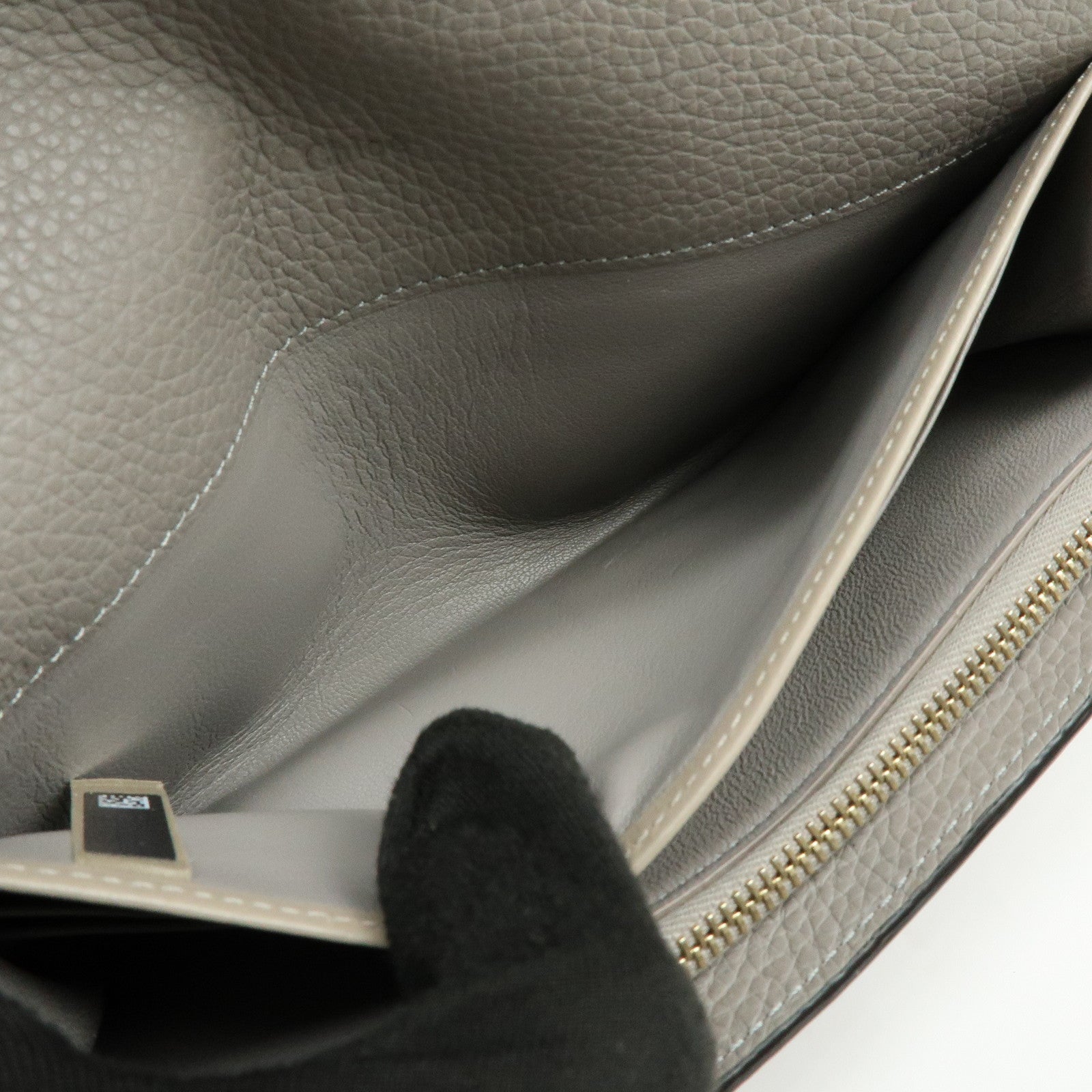 Chloe Alphabet Leather Flap Long Wallet C Charm Gray