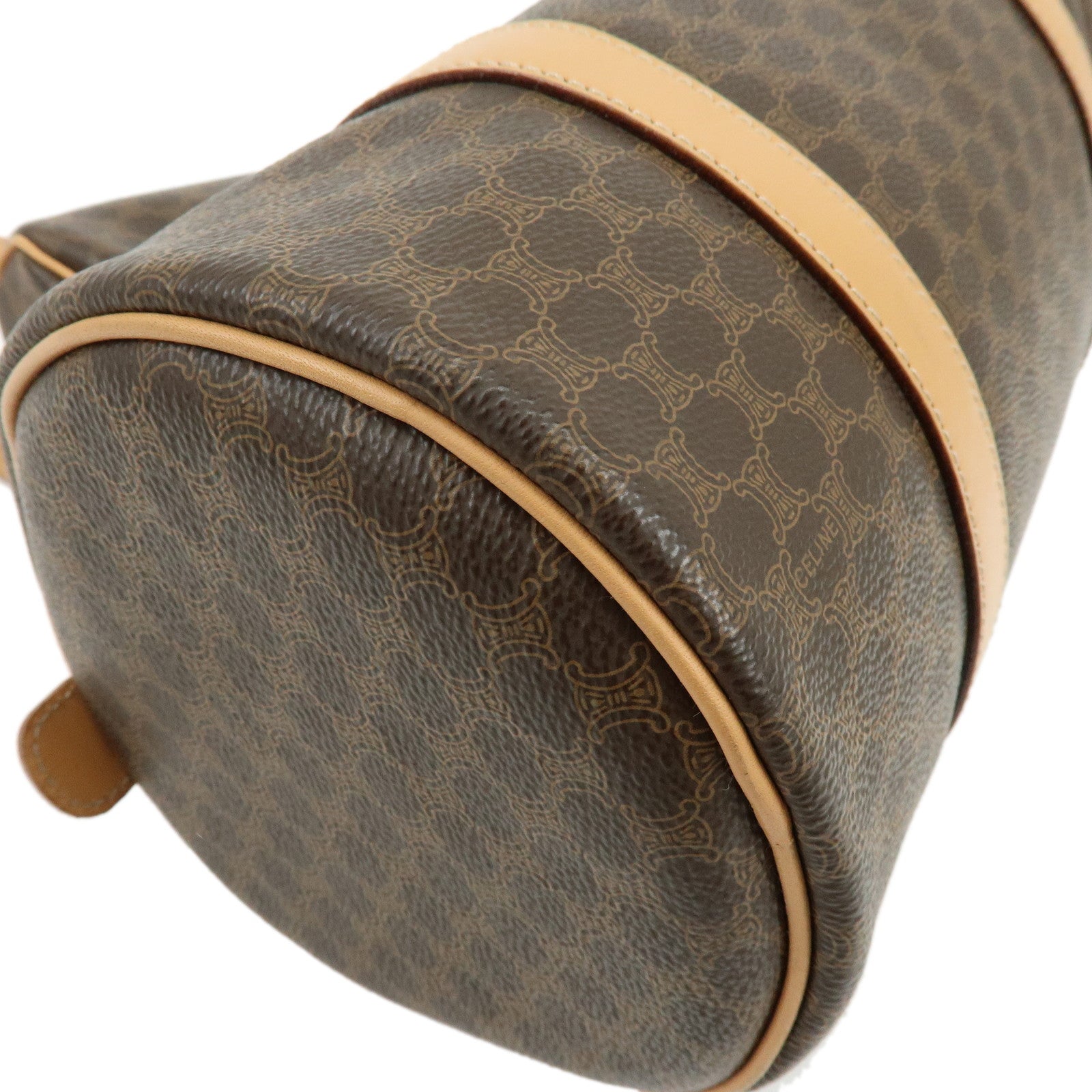 CELINE Macadam PVC Canvas Leather Shoulder Bag Pouch Brown