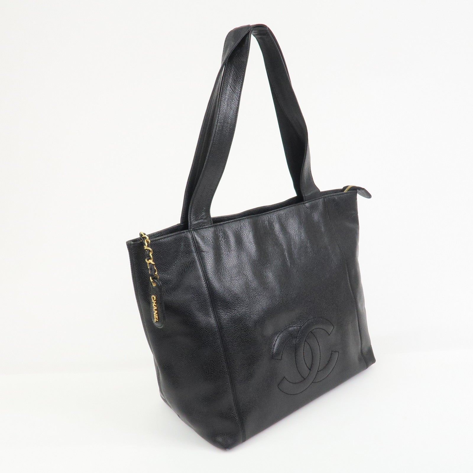 CHANEL COCO Mark Caviarskin Tote Bag Shoulder Bag Hand Bag Black