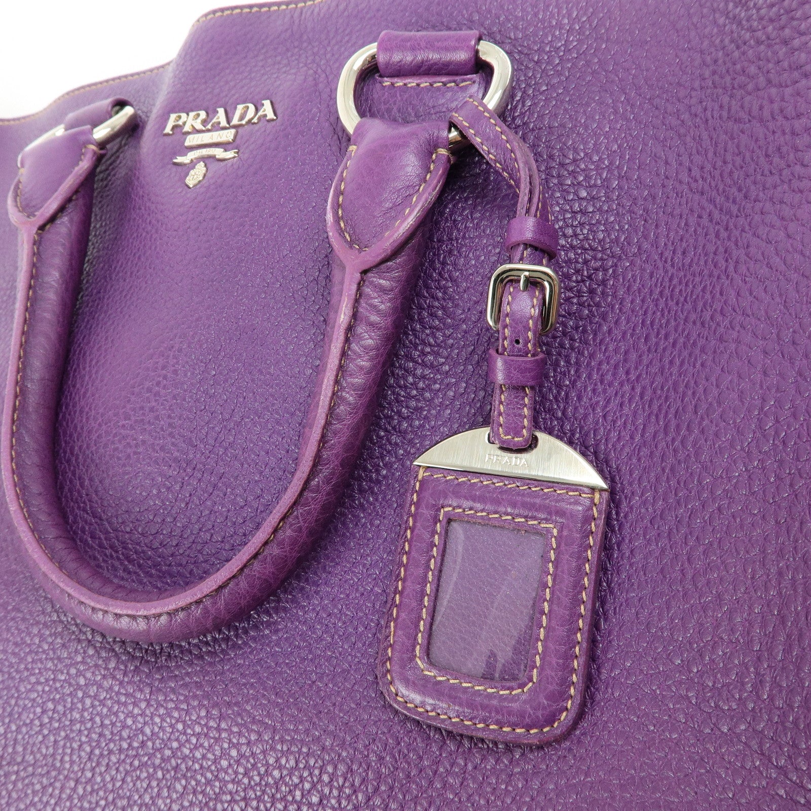 PRADA  Leather 2Way Bag Tote Bag Shoulder Bag Hand Bag Purple