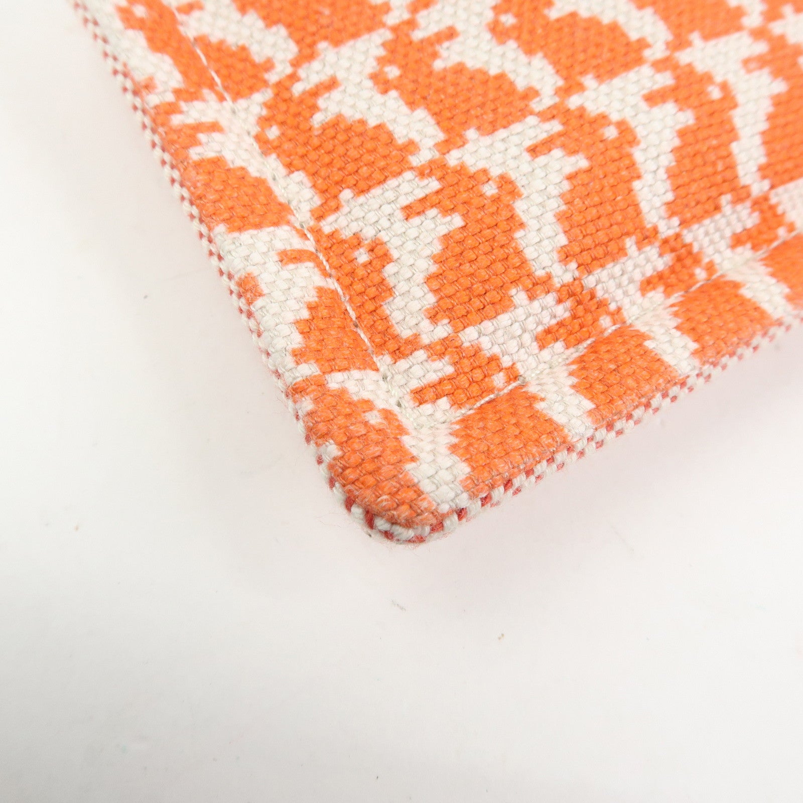 HERMES Ecole PM Cotton Flat Pouch Animaux Pixel Orange Red