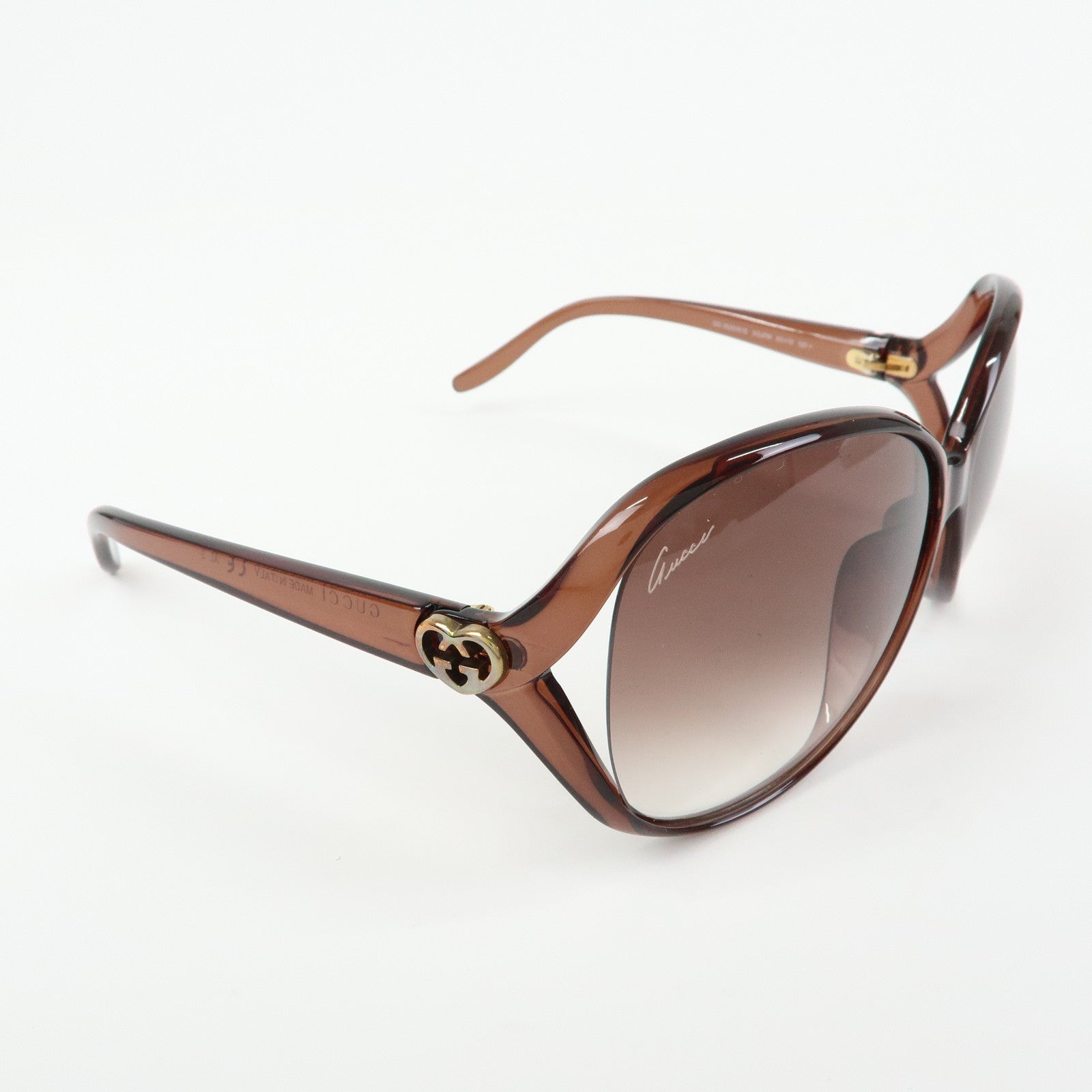 GUCCI Interlocking G Lovery Heart Plastic Sunglasses Brown GG3525