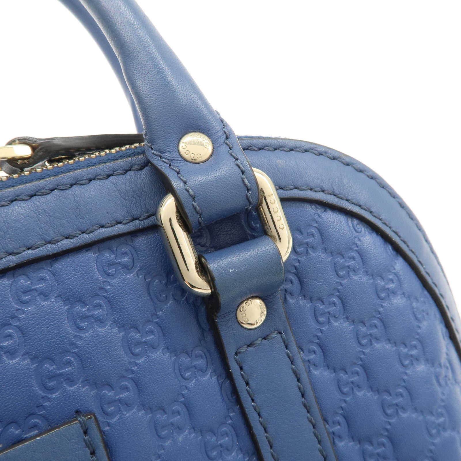 GUCCI Micro Guccissima 2Way Bag Hand Bag Shoulder Bag Blue 449654