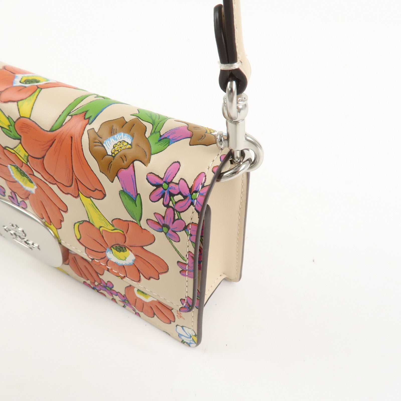 COACH Elaiza Leather Flap Crossbody Shoulder Bag Floral Print