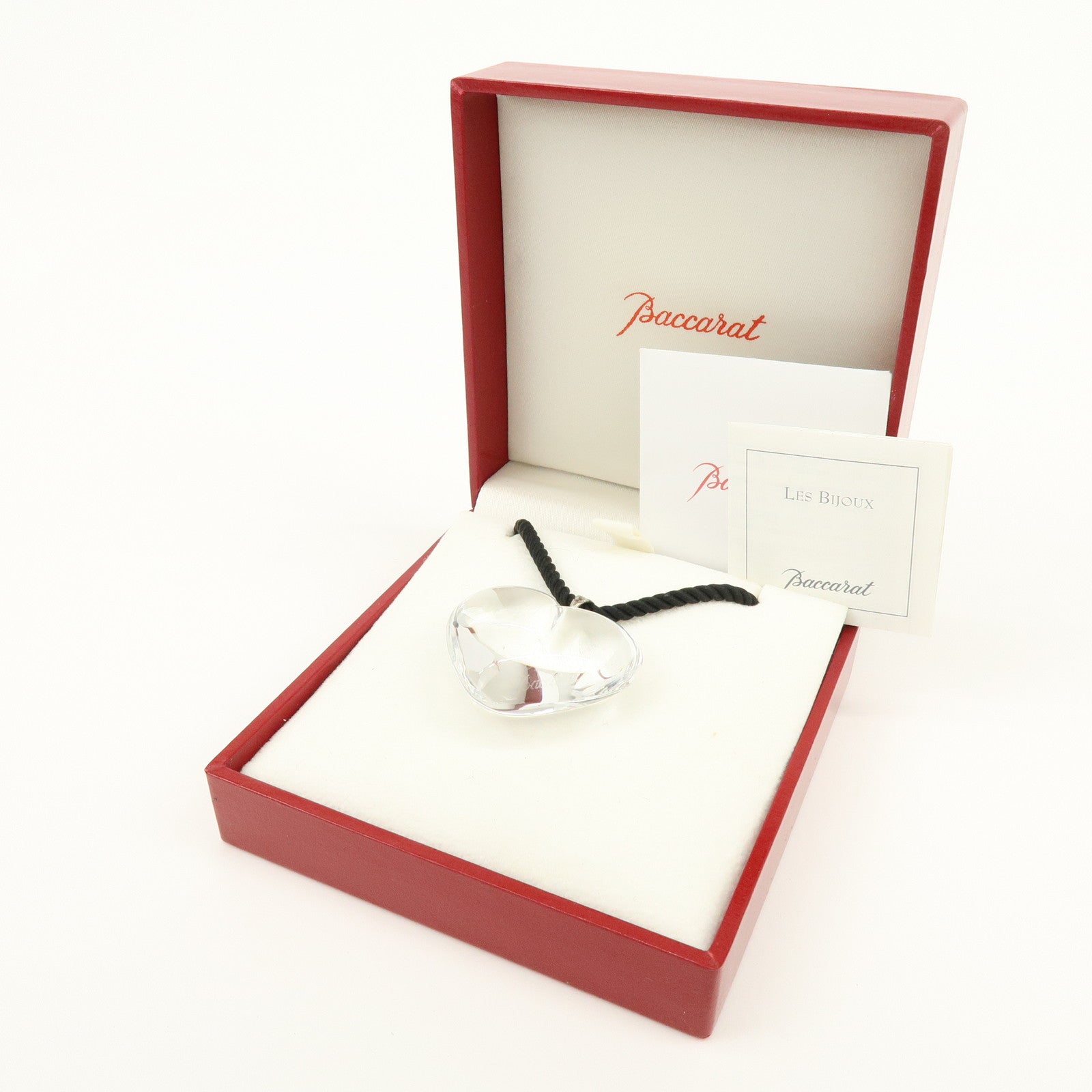 Baccarat Crystal Silver Heart Motif Necklace SV925 Clear Black