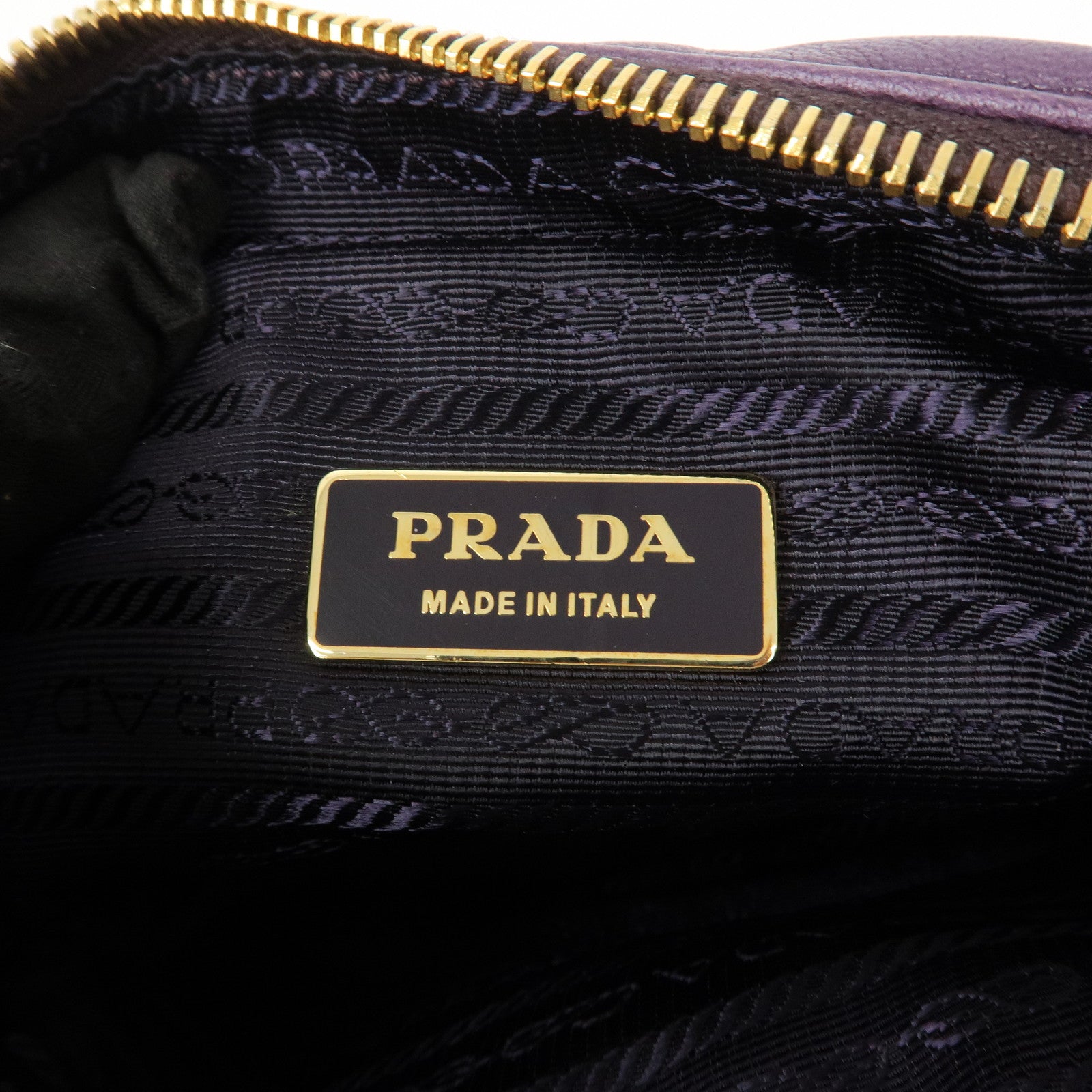 PRADA Logo Nappa Leather Ribbon Mini Shoulder Bag Purple 1NF727