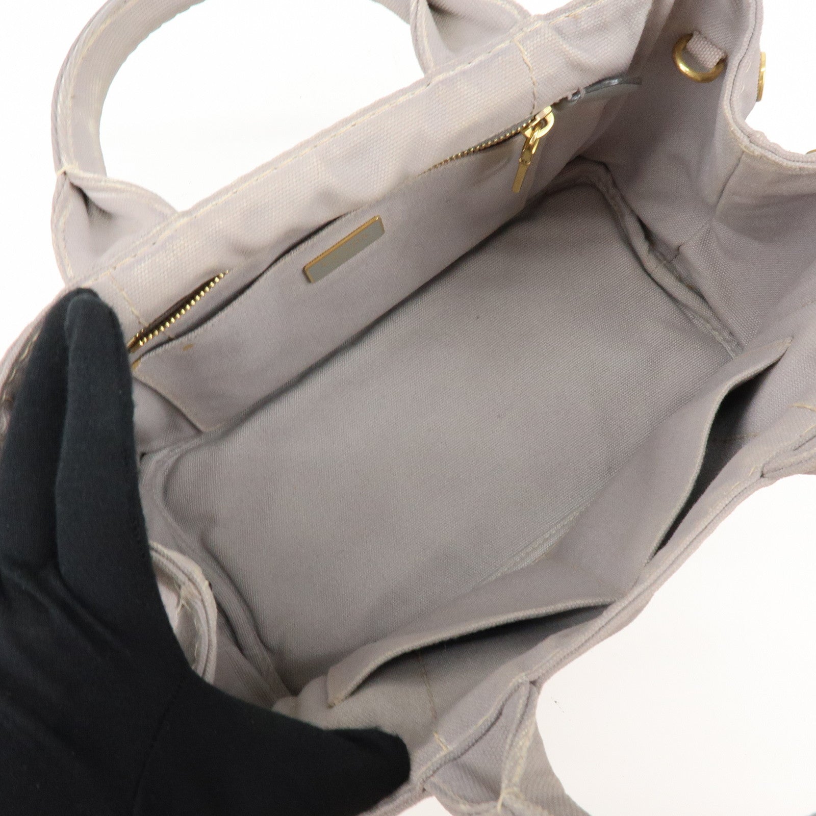 PRADA Canapa Mini 2Way Bag Hand Shoulder Bag Gray B2439G