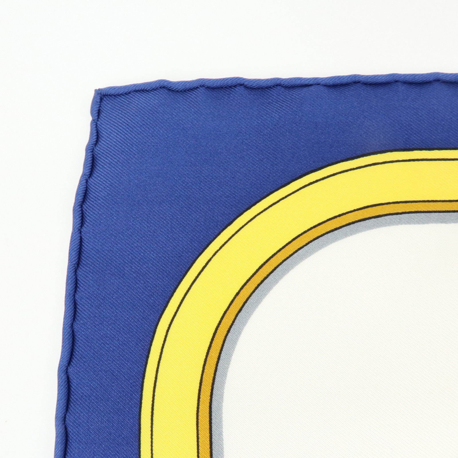 HERMES Carre 90 Silk 100% Scarf GRAND APPARAT White Yellow Navy