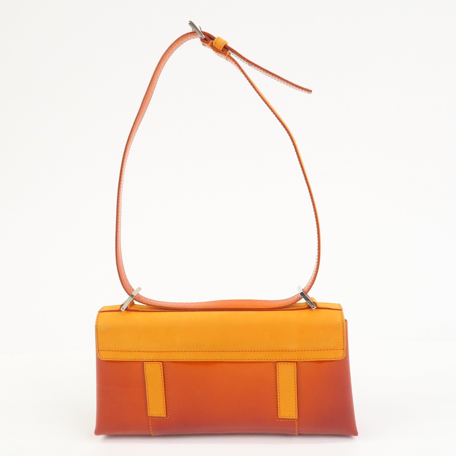 BVLGARI Patent Leather Shoulder Bag Hand Bag Orange