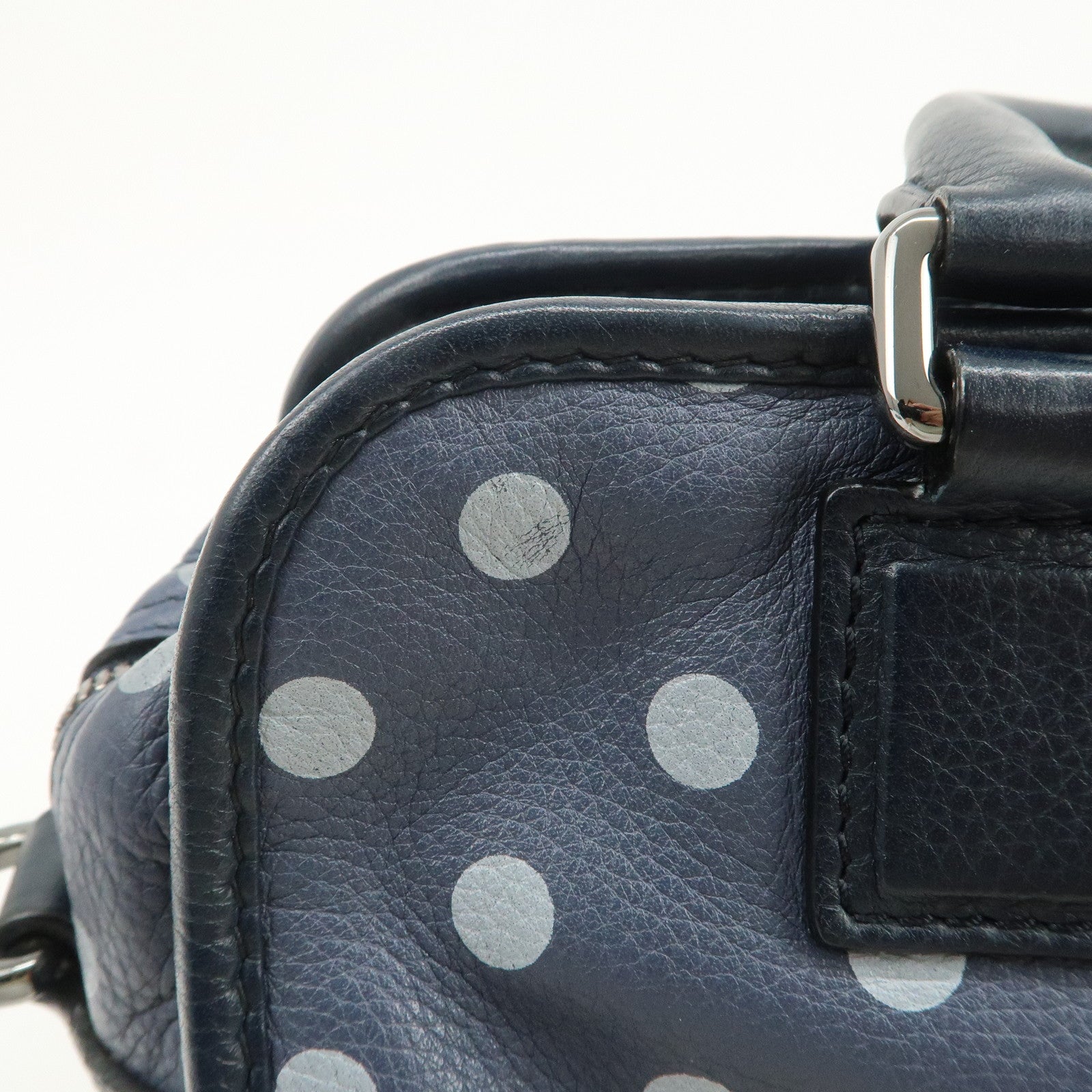 LOEWE Amazona Cruz Leather 2Way Bag Hand Bag Shoulder Bag Navy