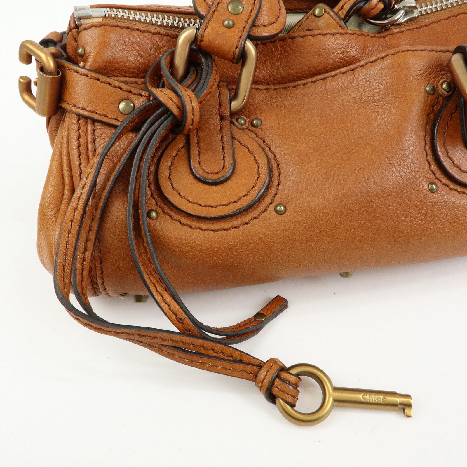 Chloe Paddington Leather Mini Hand Bag Boston Bag Brown