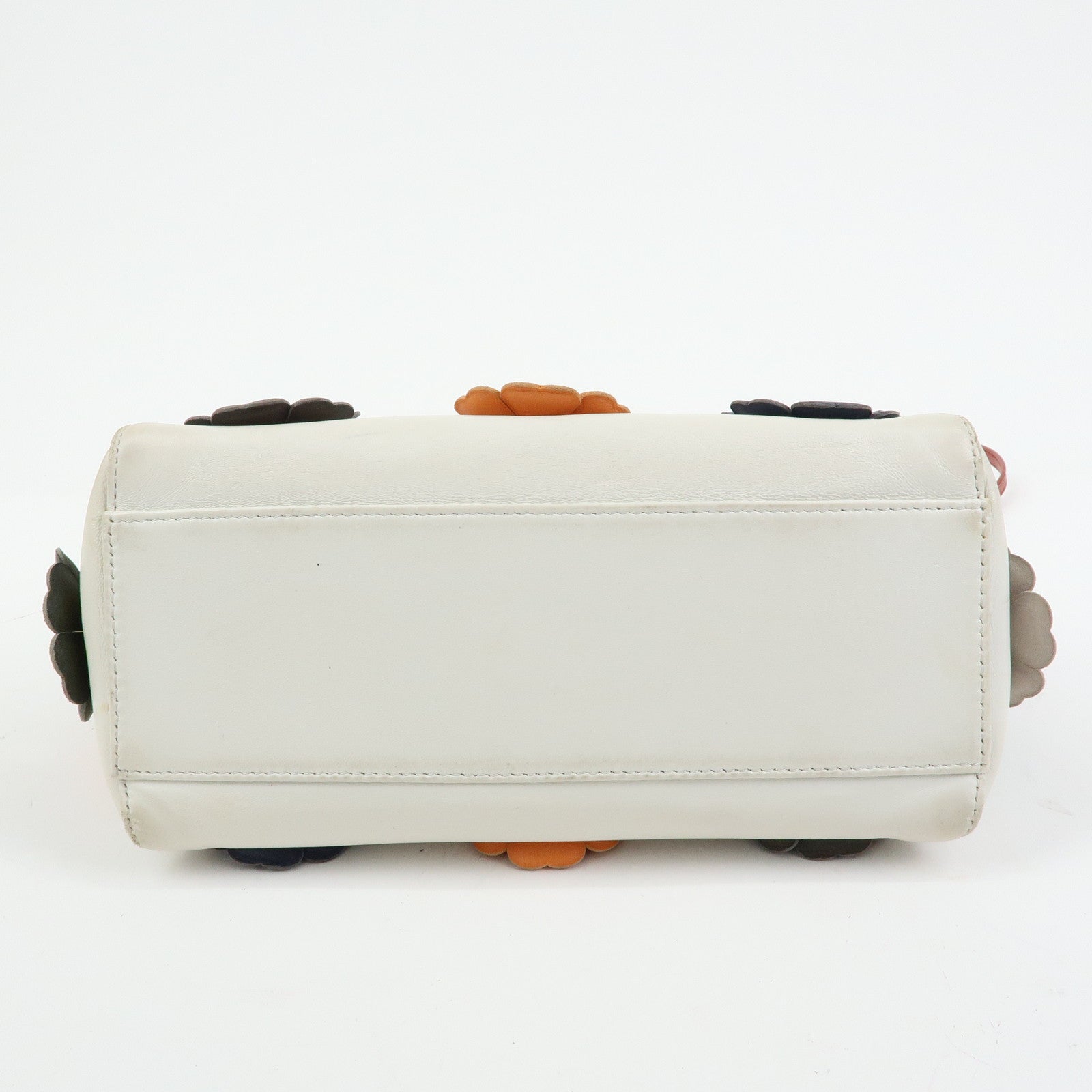 FENDI Peekaboo Mini 2Way Shoulder Bag Hand Bag Flower Ivory 8BN244
