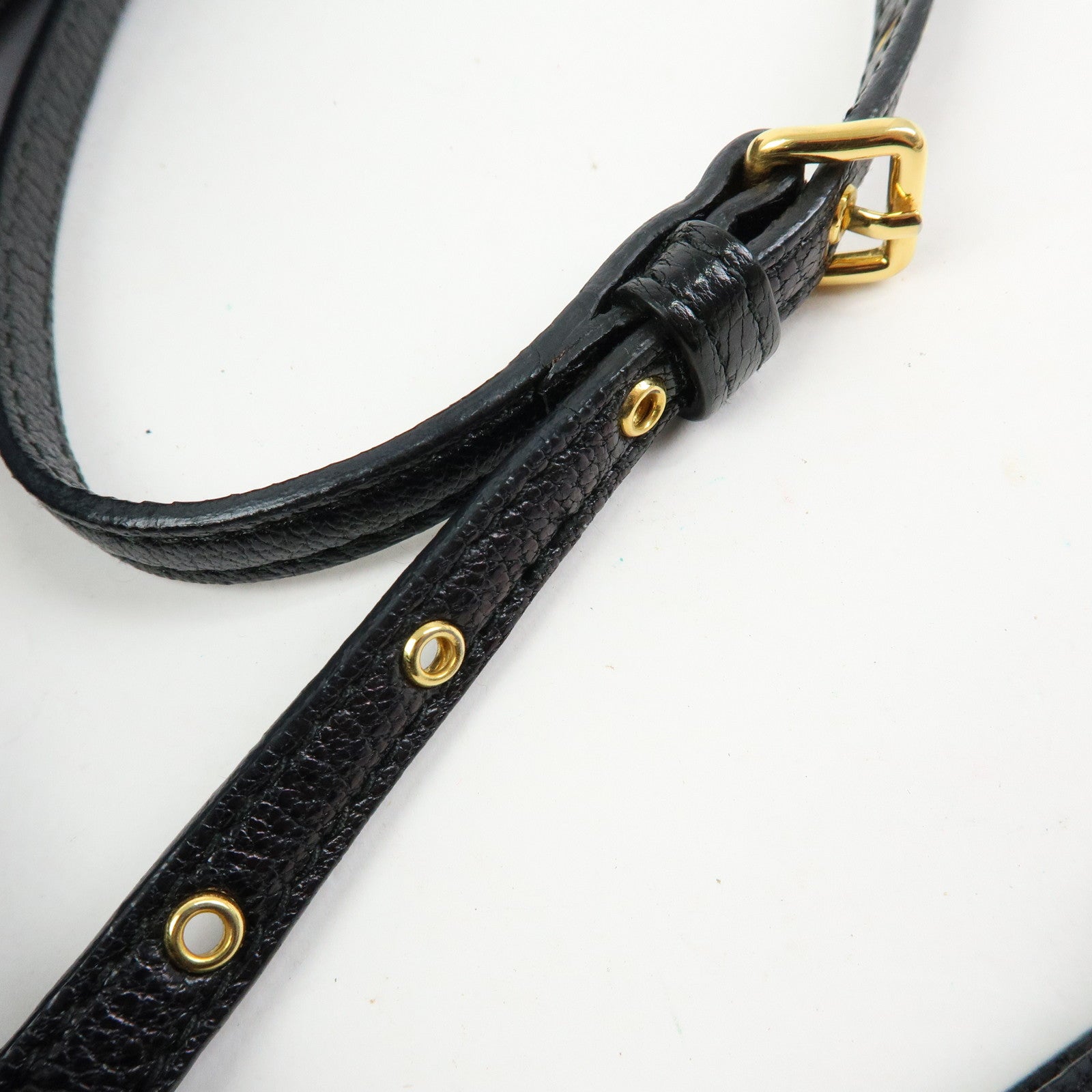 MIU MIU Logo Leather Shoulder Bag Crossbody Bag Blue Black