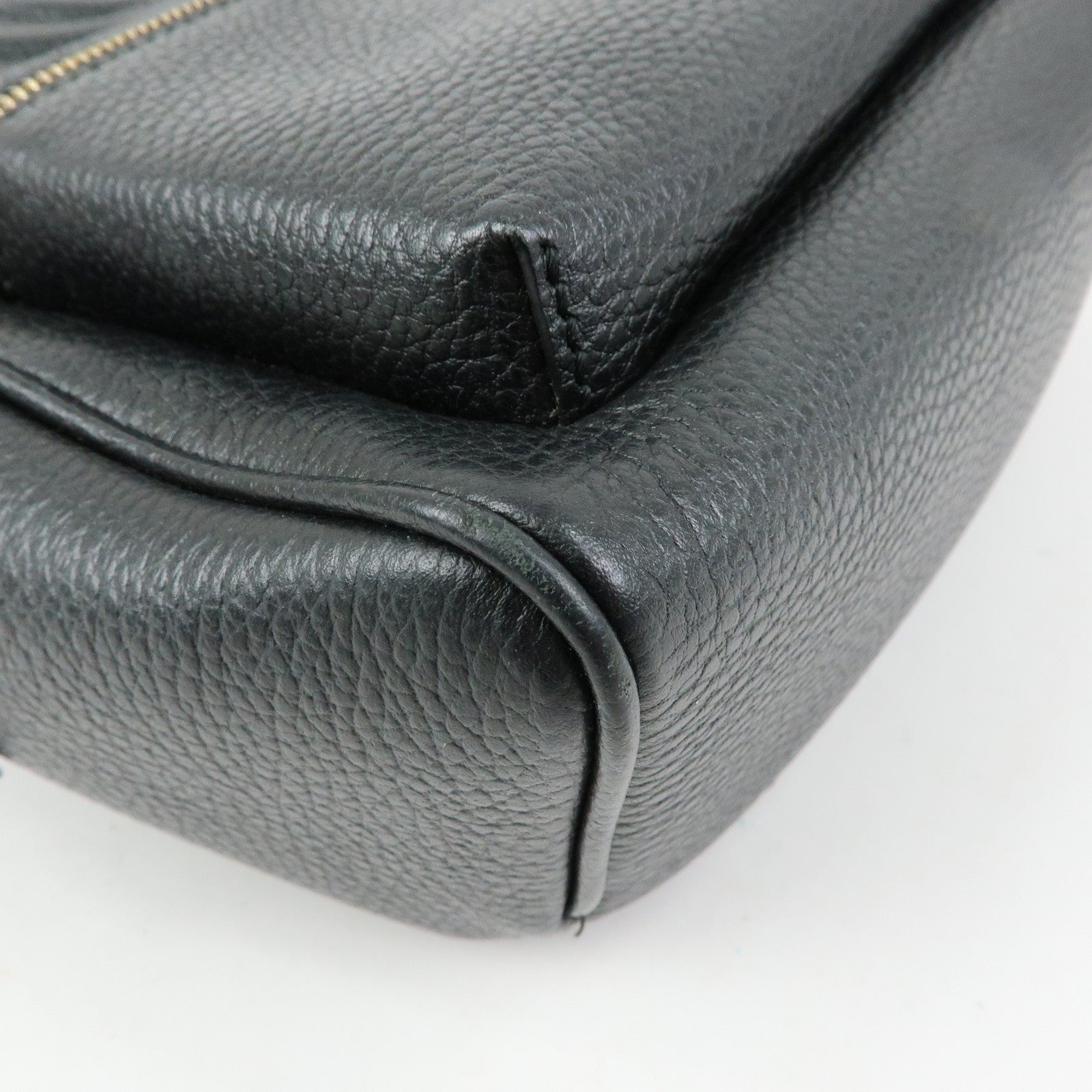 GUCCI SOHO Interlocking G Leather Backpack Rucksack Black 431570