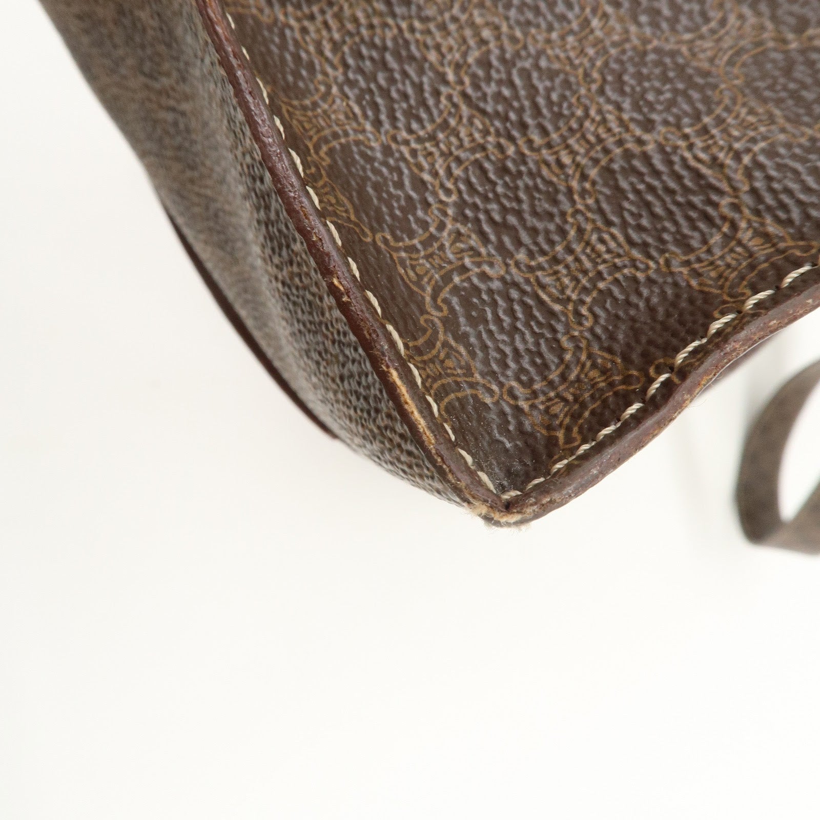 CELINE Macadam PVC Coating Canvas Tote Bag Shoulder Bag Brown