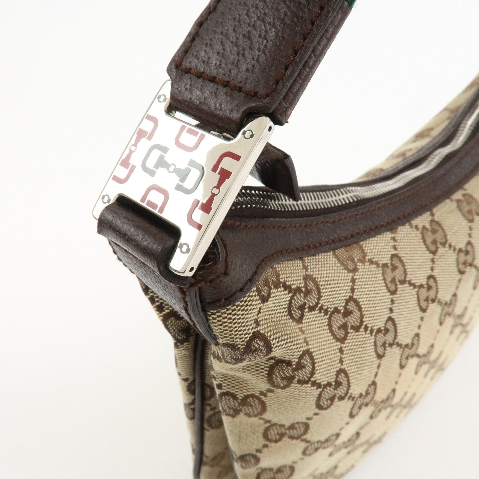 GUCCI Sherry Line GG Canvas Leather Shoulder Bag Beige 145812