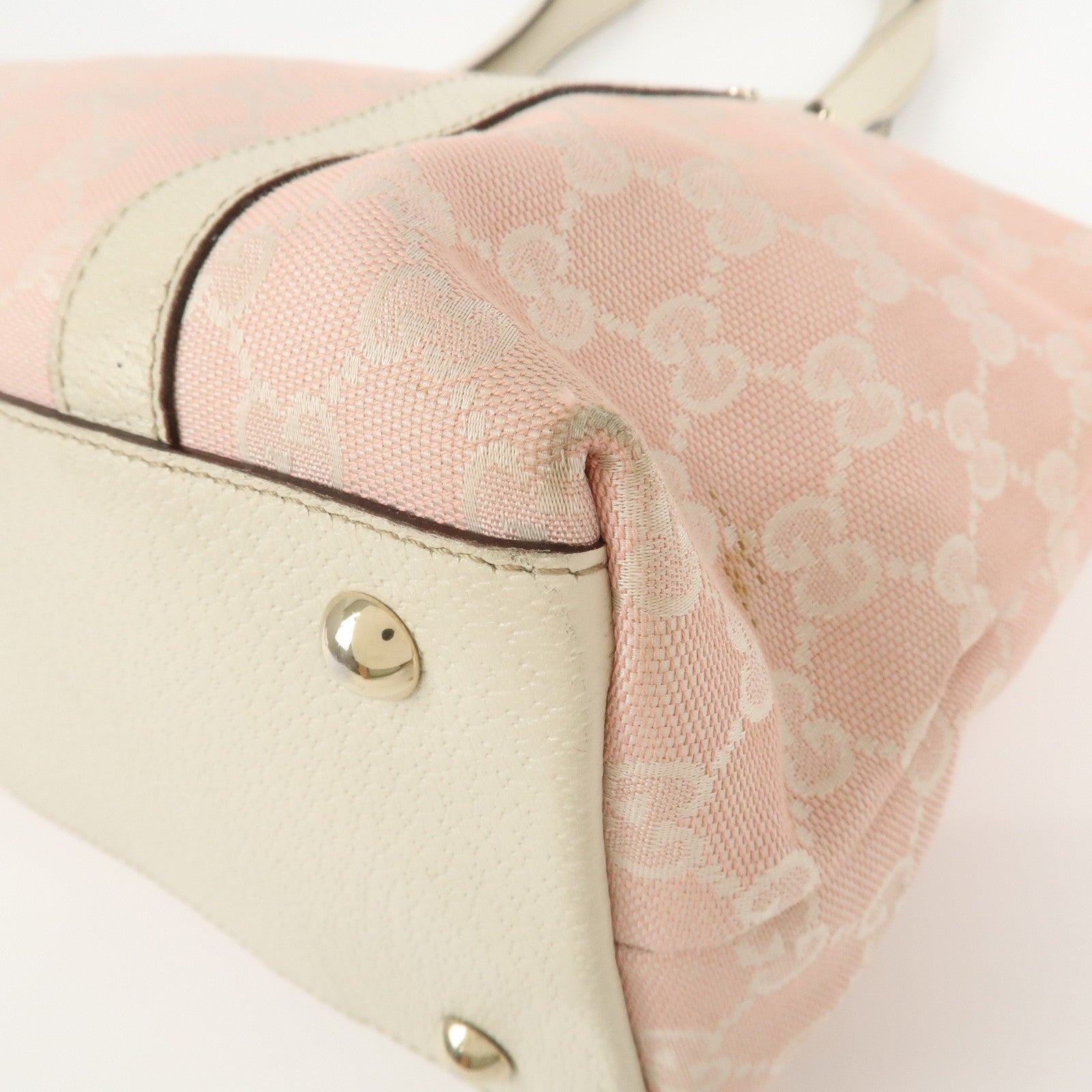 GUCCI Abbey GG Canvas Leather Tote Bag Shoulder Bag Pink 141470