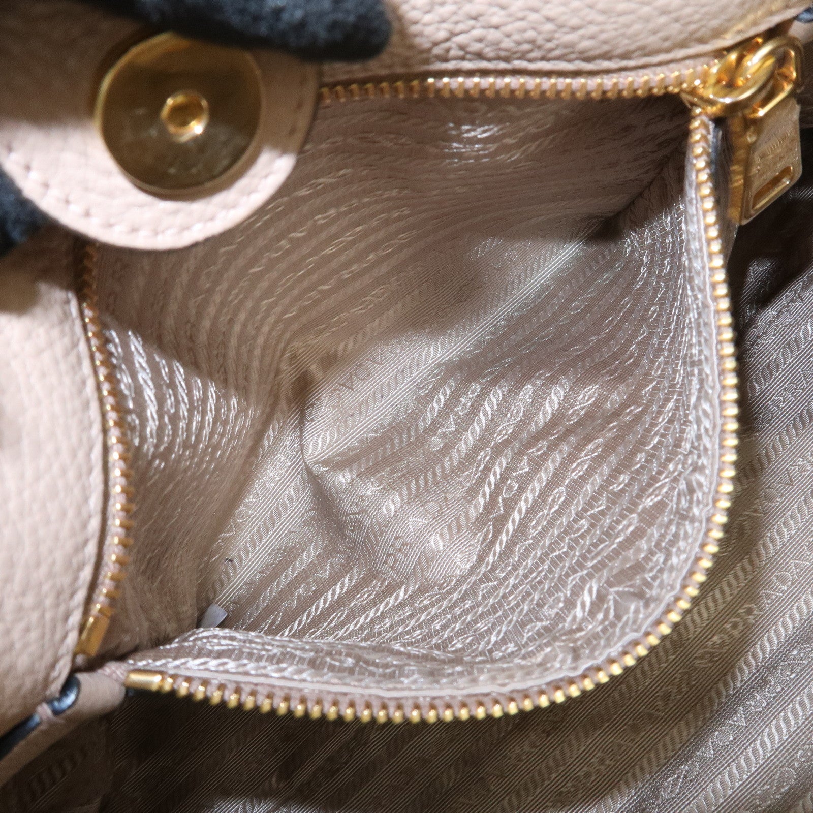 PRADA Logo Leather 2Way Shoulder Bag Hand Bag Pink Beige 1BG044