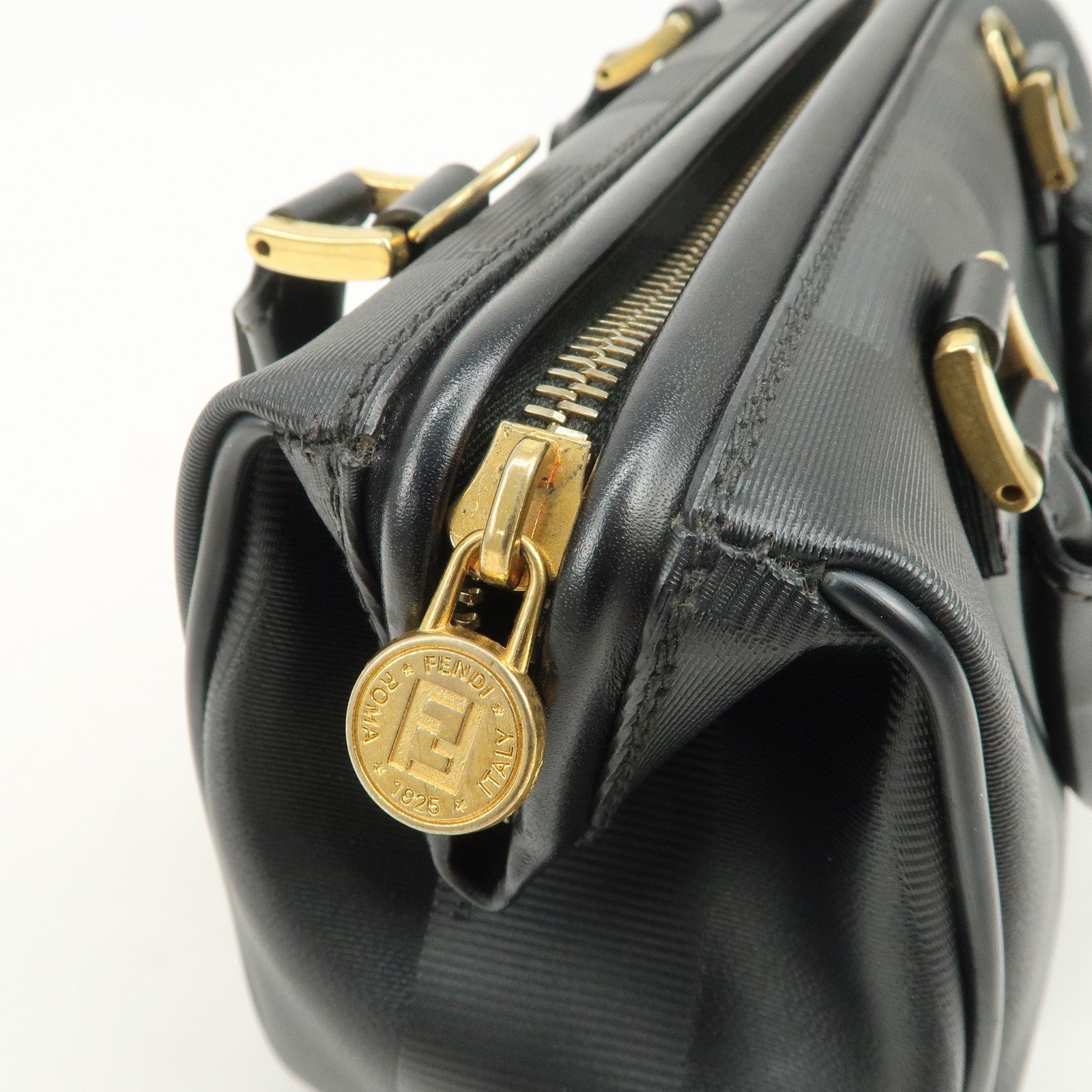 FENDI Pequin PVC Canvas Leather 2Way Boston Bag 259022