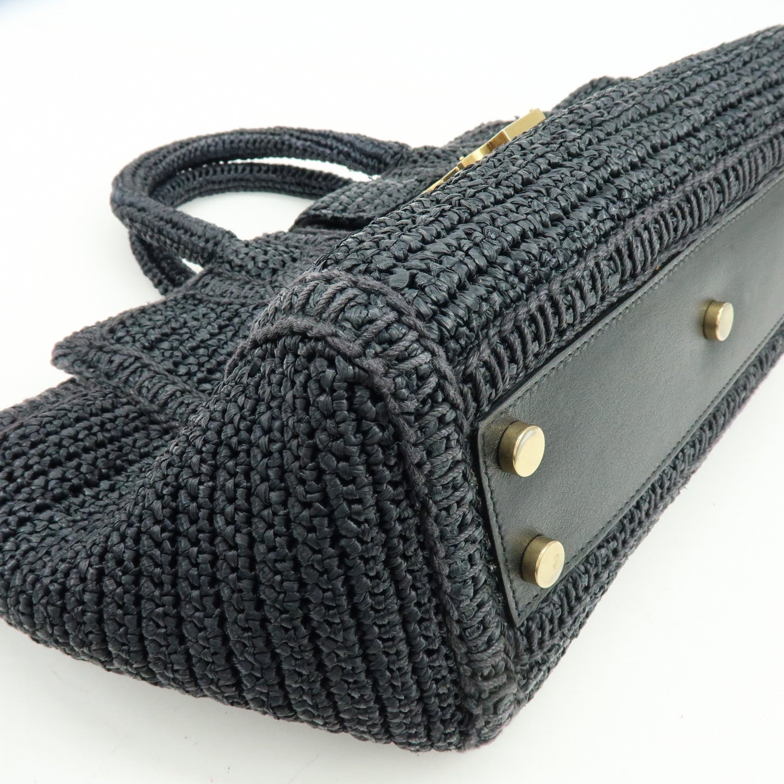 SAINT LAURENT PARIS Baby Downtown Cabas Raffia 2Way Hand Bag 436834