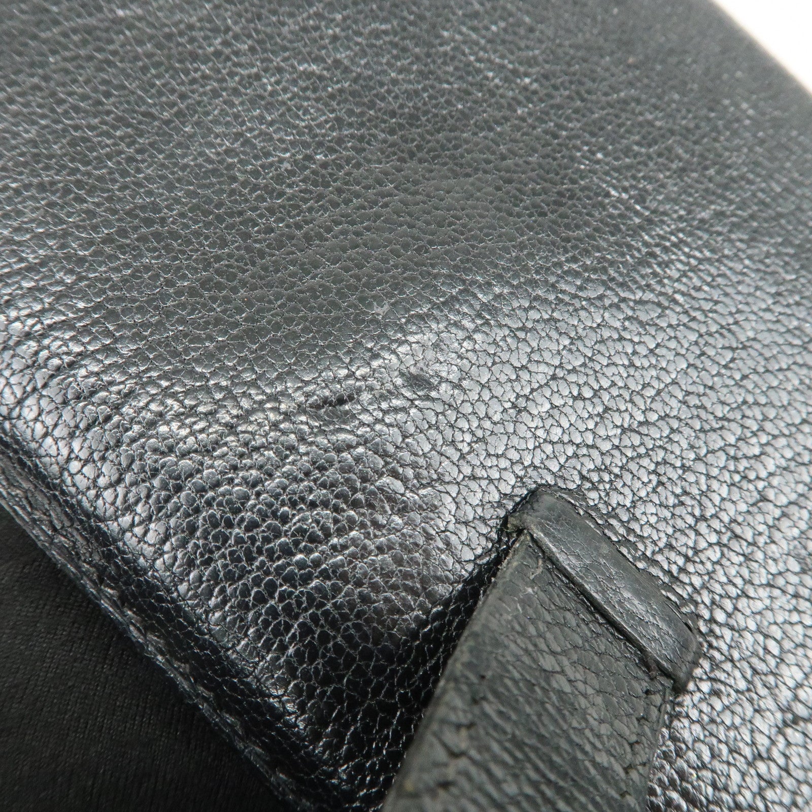 HERMES Bearn Veau Epsom Leather Bi-fold Long Wallet Black