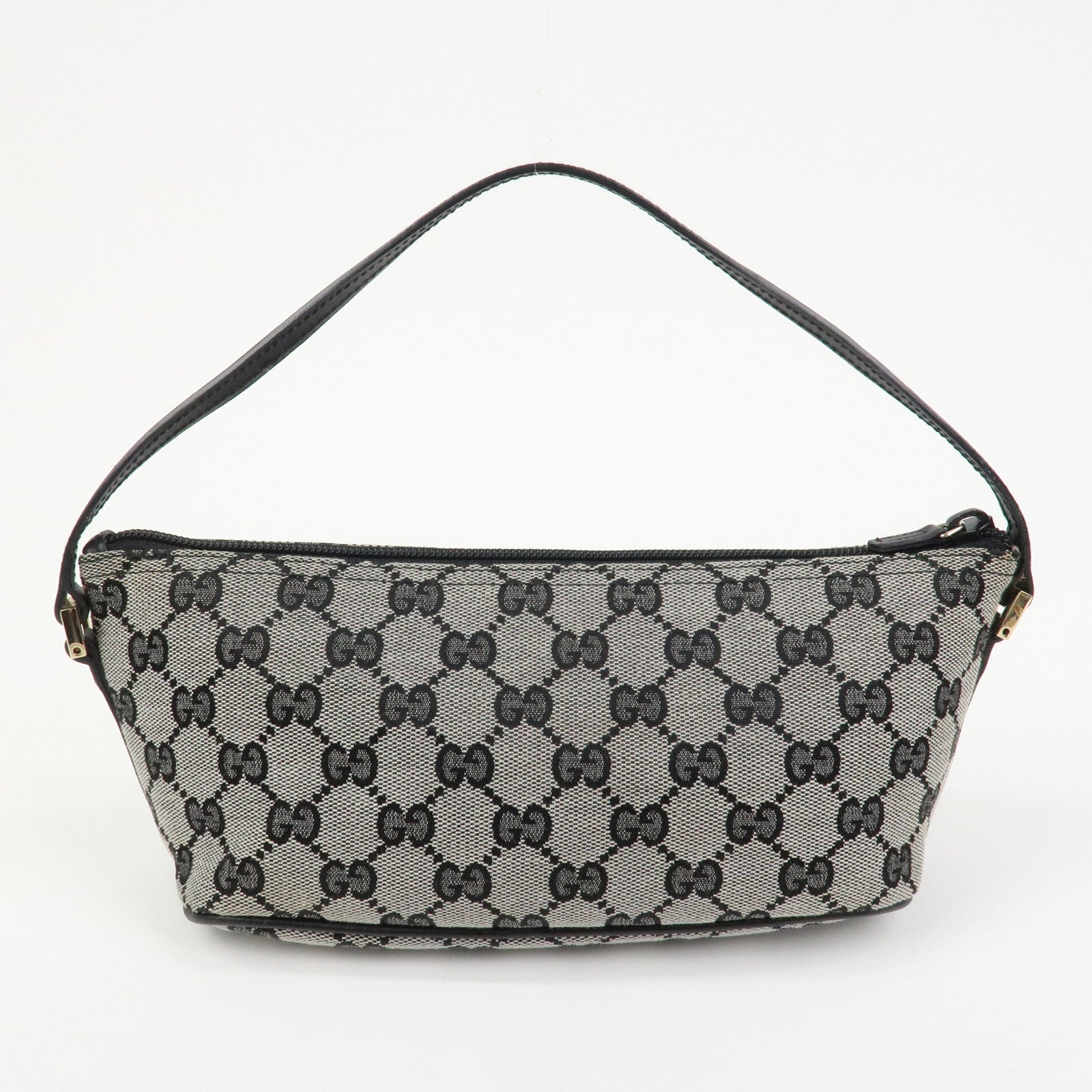 GUCCI Boat Bag GG Canvas Leather Accessory Pouch Hand Bag 039.1103