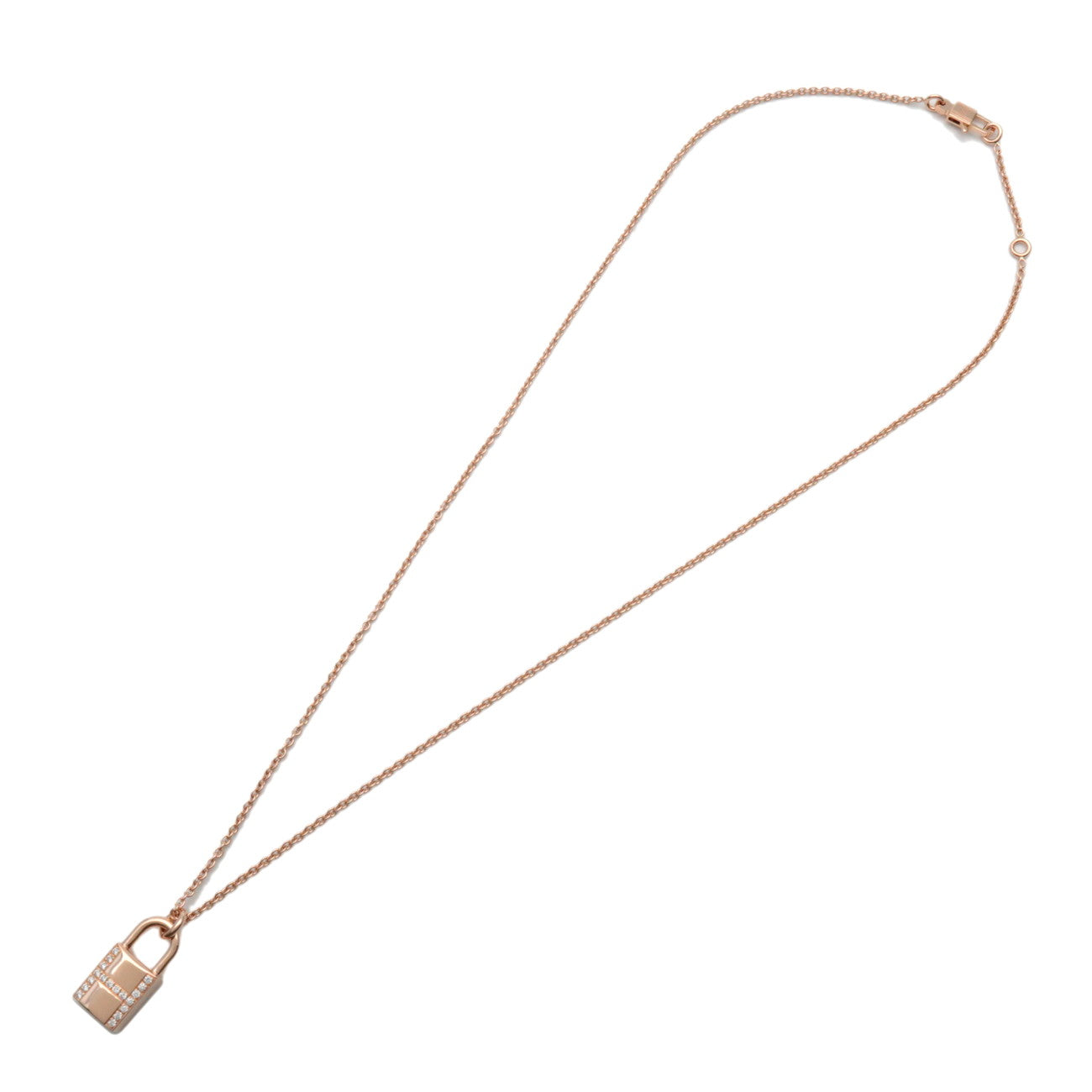 HERMES Kelly Cadena 18P Diamond Necklace K18 750PG Rose Gold