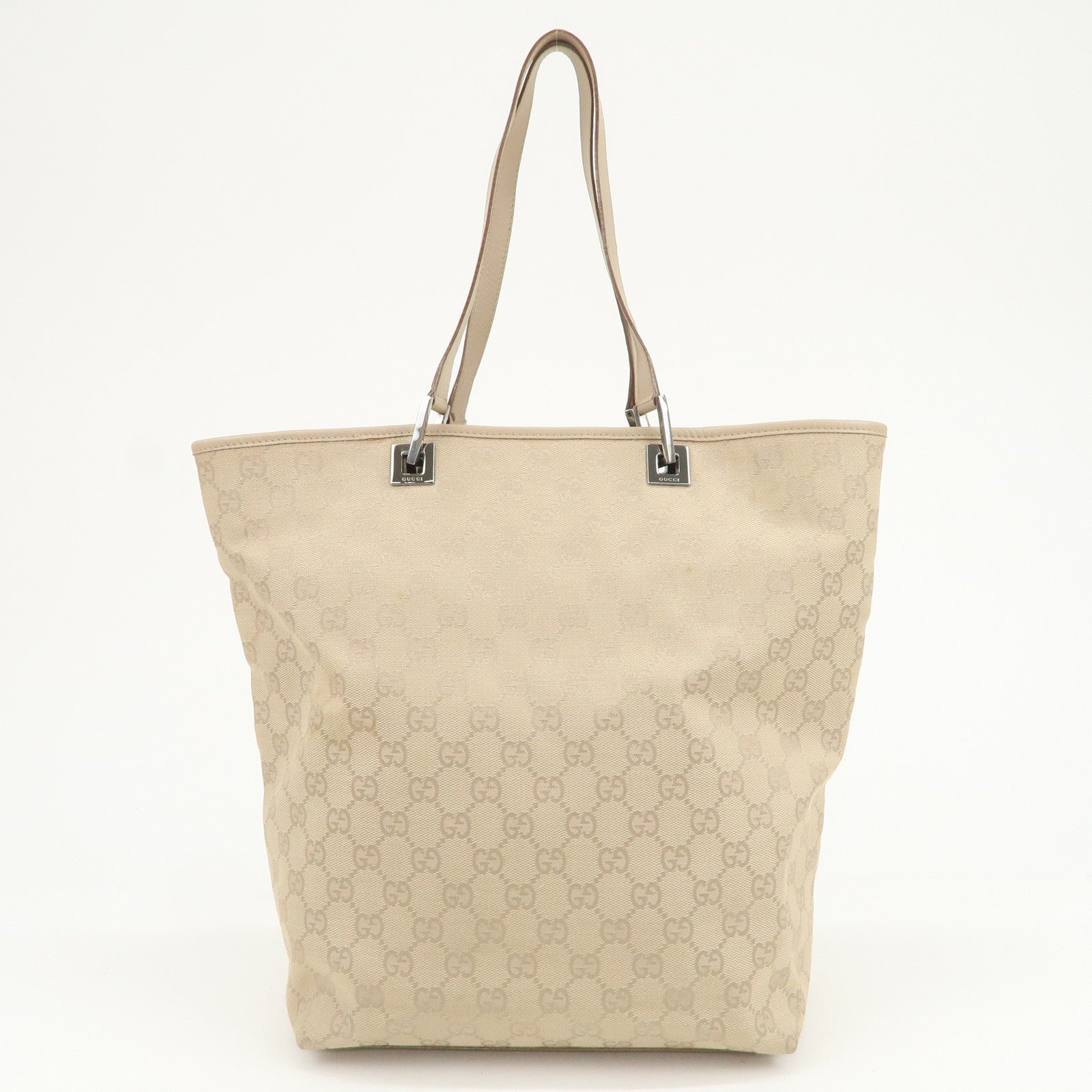 GUCCI GG Canvas Leather Tote Bag Shoulder Bag Beige 31243
