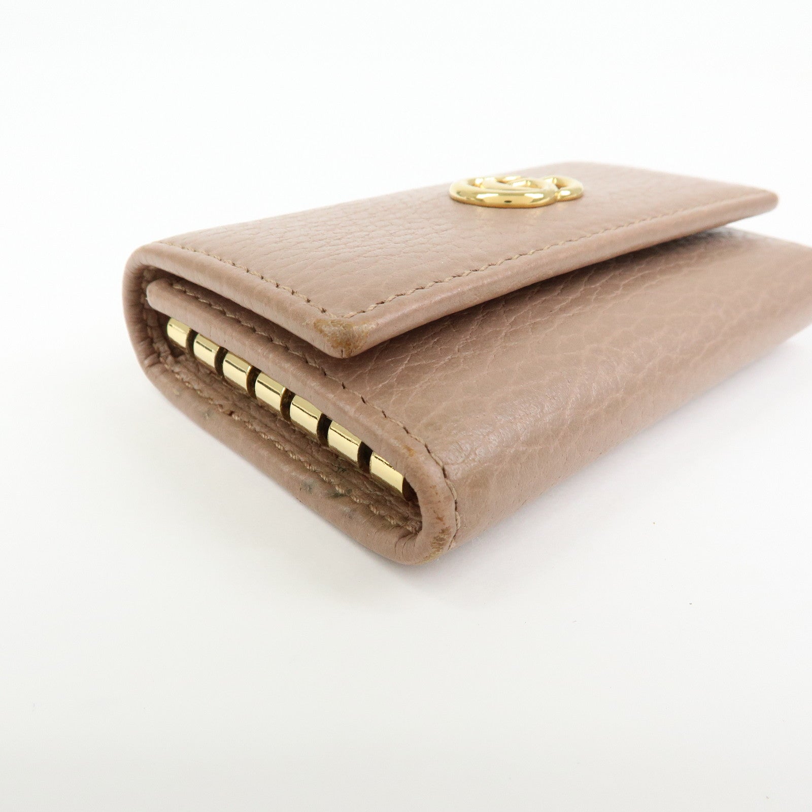 GUCCI GG Marmont Leather 6 Ring Key Case Pink Beige 156118