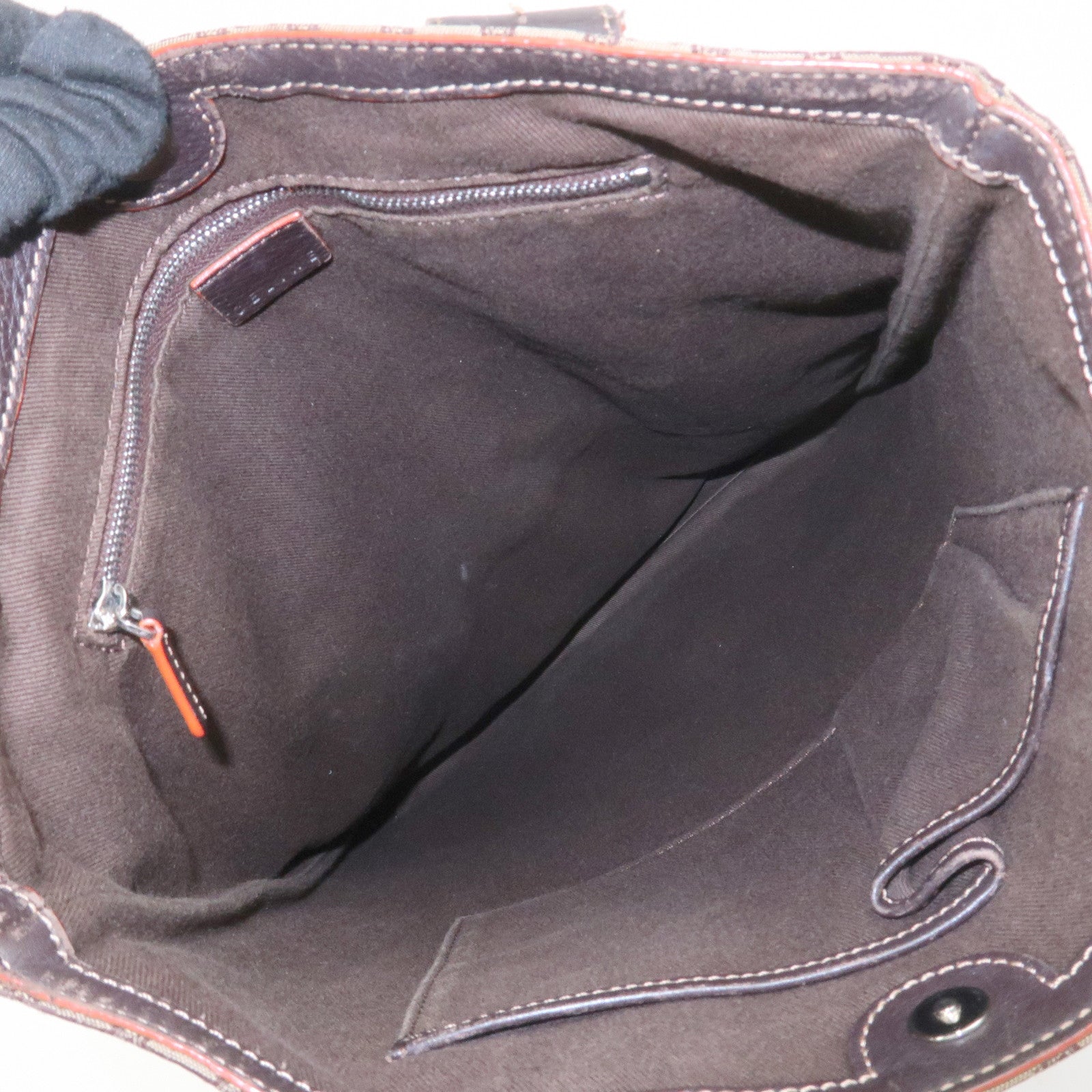 CELINE Macadam Canvas Leather Tote Bag Shoulder Bag Beige Brown