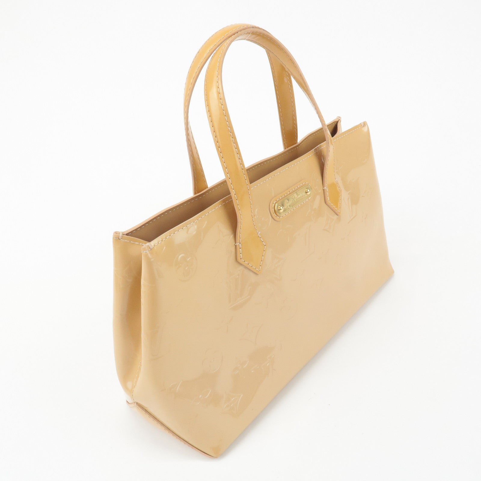 Louis Vuitton Monogram Vernis Wilshire PM Hand Bag Blanc Corail M91642 Used