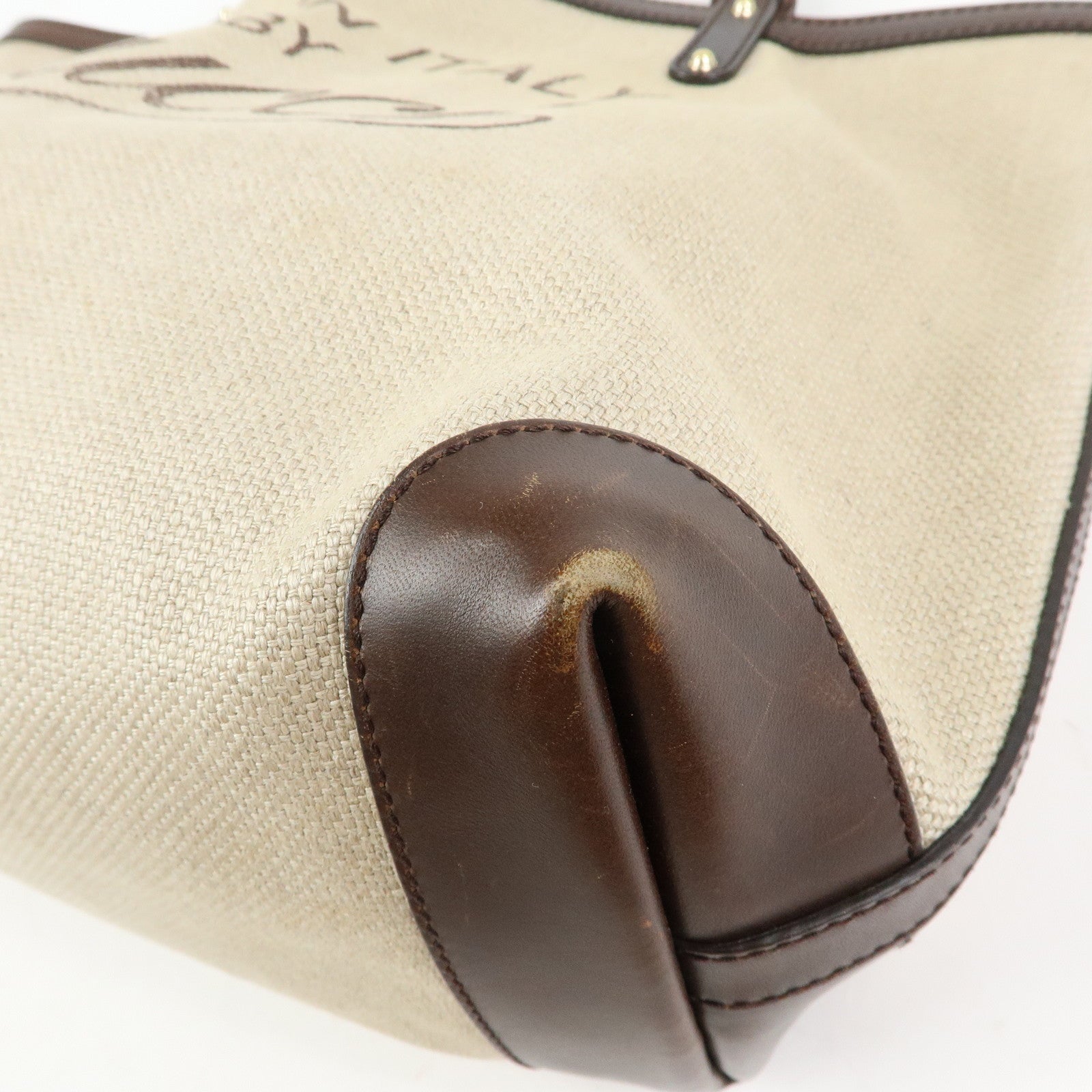 GUCCI Gucci Craft GG Canvas Leather Tote Bag Beige Brown 247209