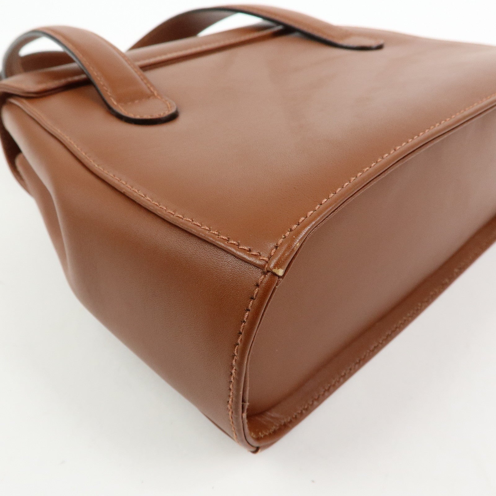 Ferragamo Gancini Leather 2Way Bag Hand Bag Shoulder Bag Brown