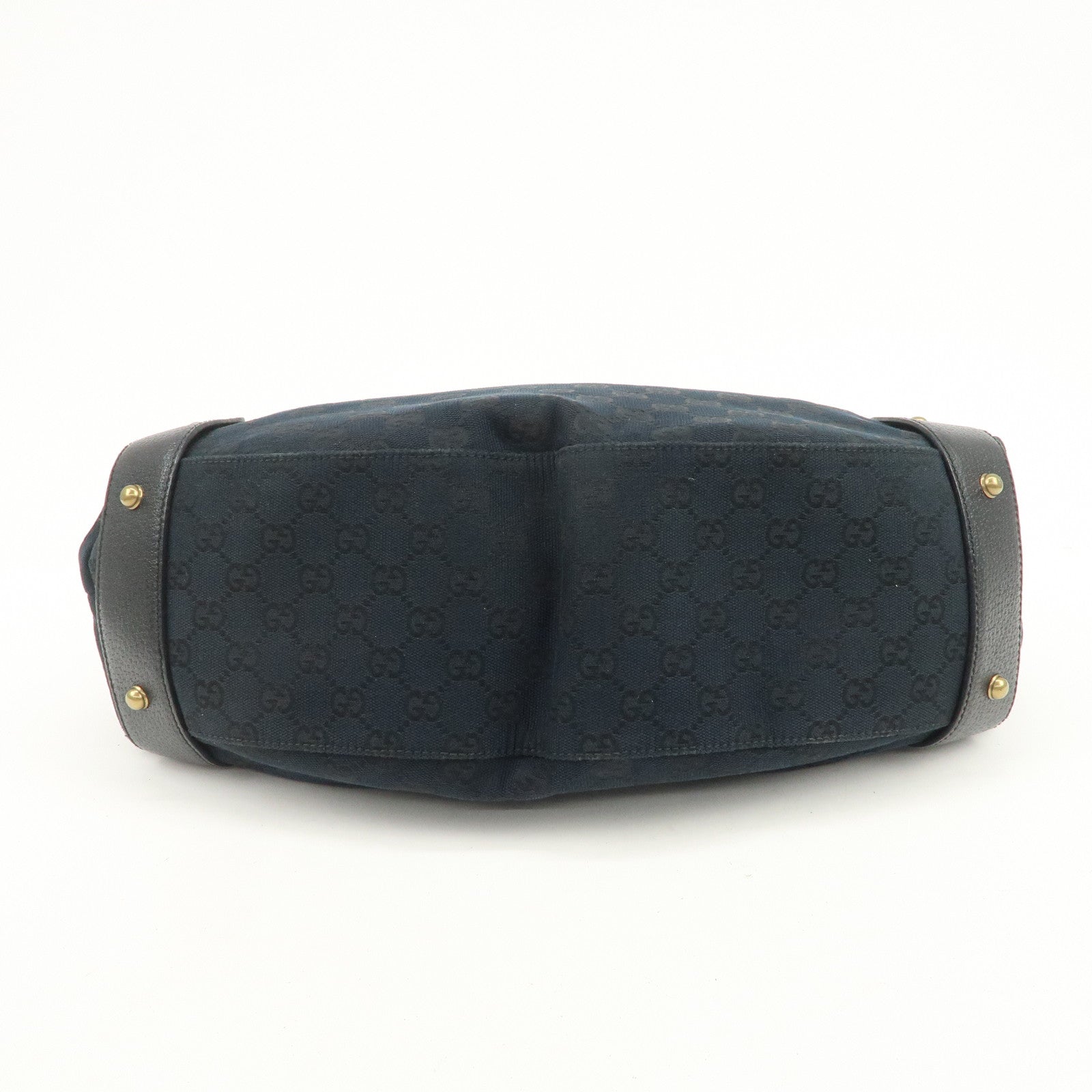 GUCCI Horsebit GG Canvas Leather Tote Bag Hand Bag Black 144186