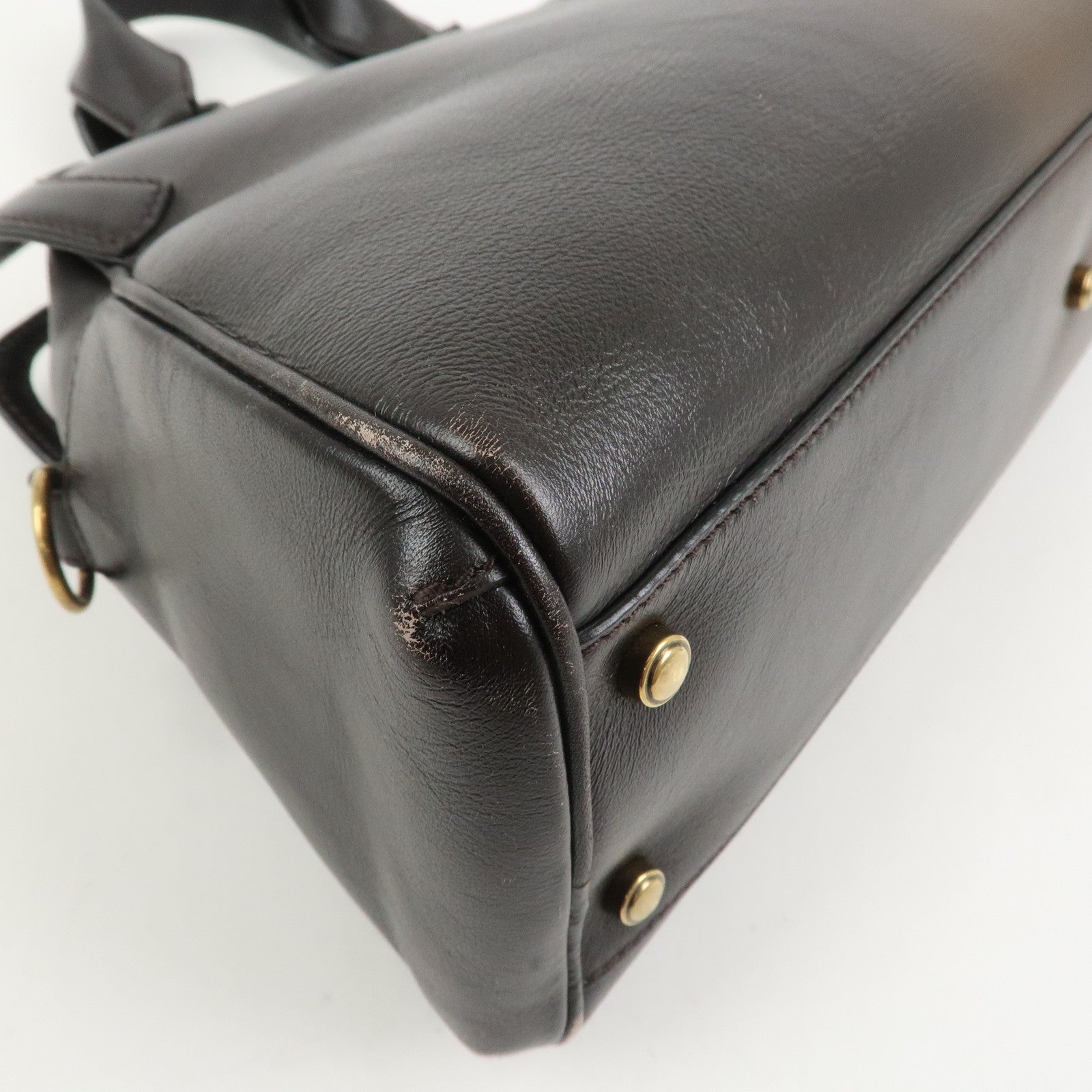 Cartier Marcello de Cartier Leather Hand Bag Dark Brown
