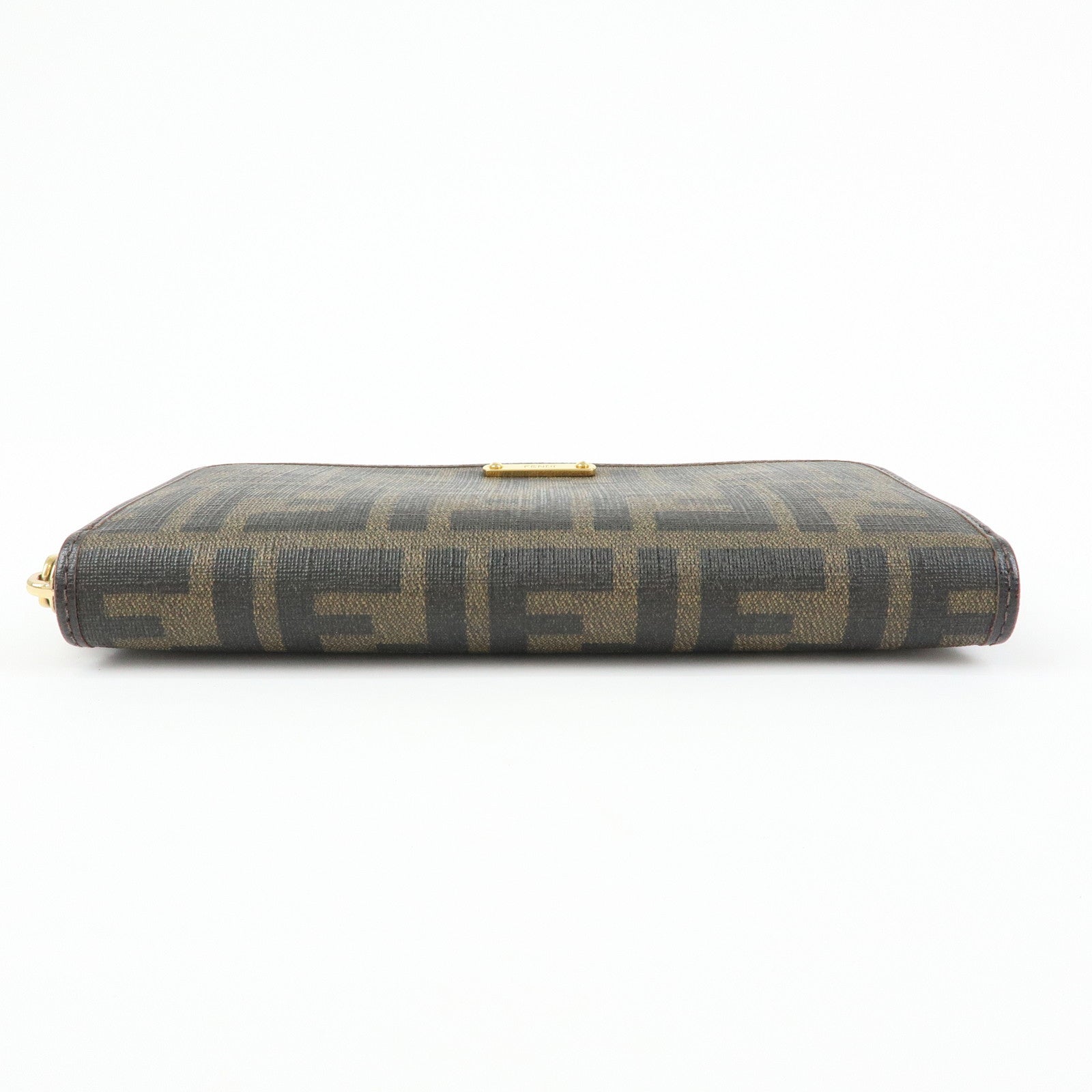 FENDI Zucca PVC Leather Zippy Round Long Wallet Brown 8M0299