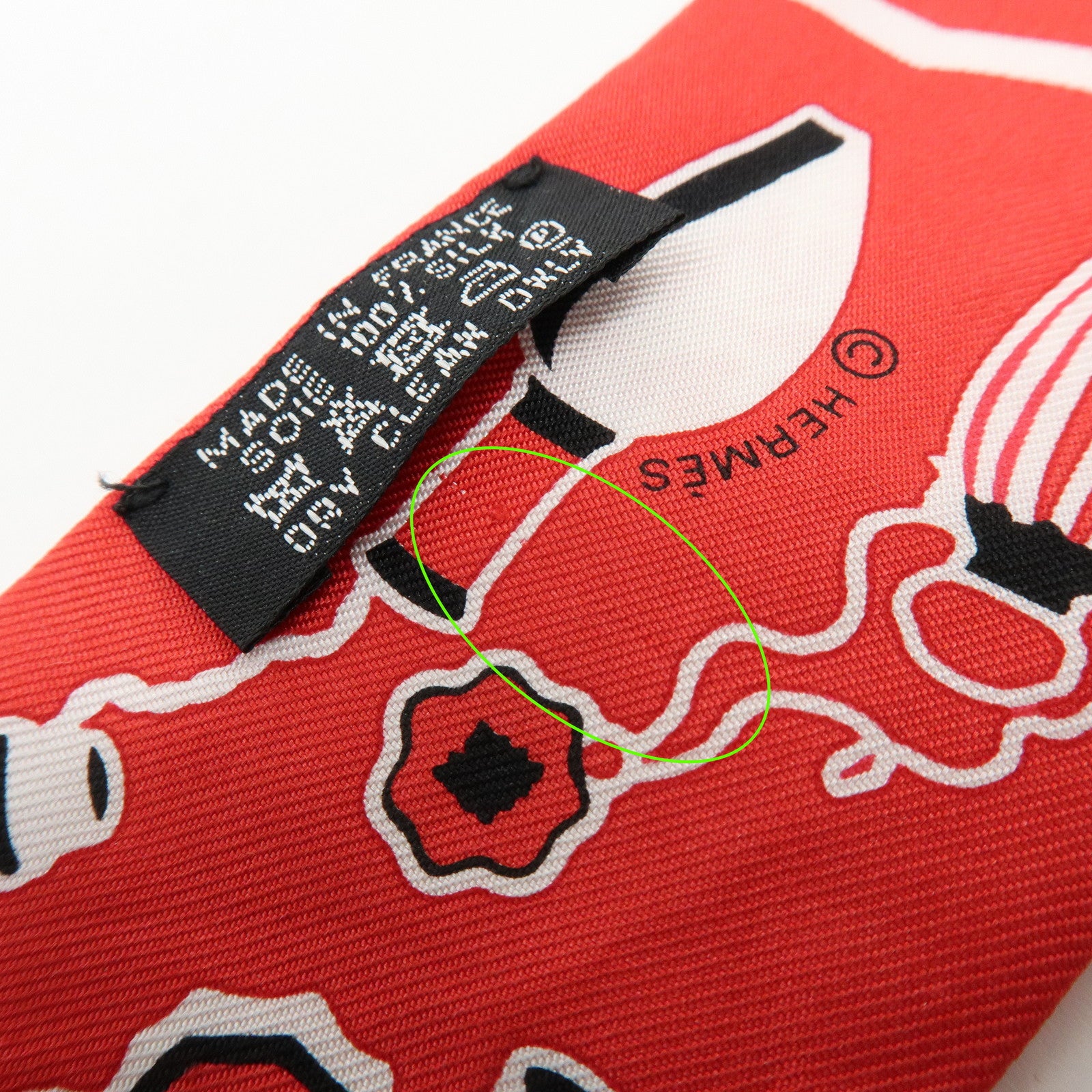 HERMES Twilly Silk 100% Scarf Les Flacons Bandana Red Navy