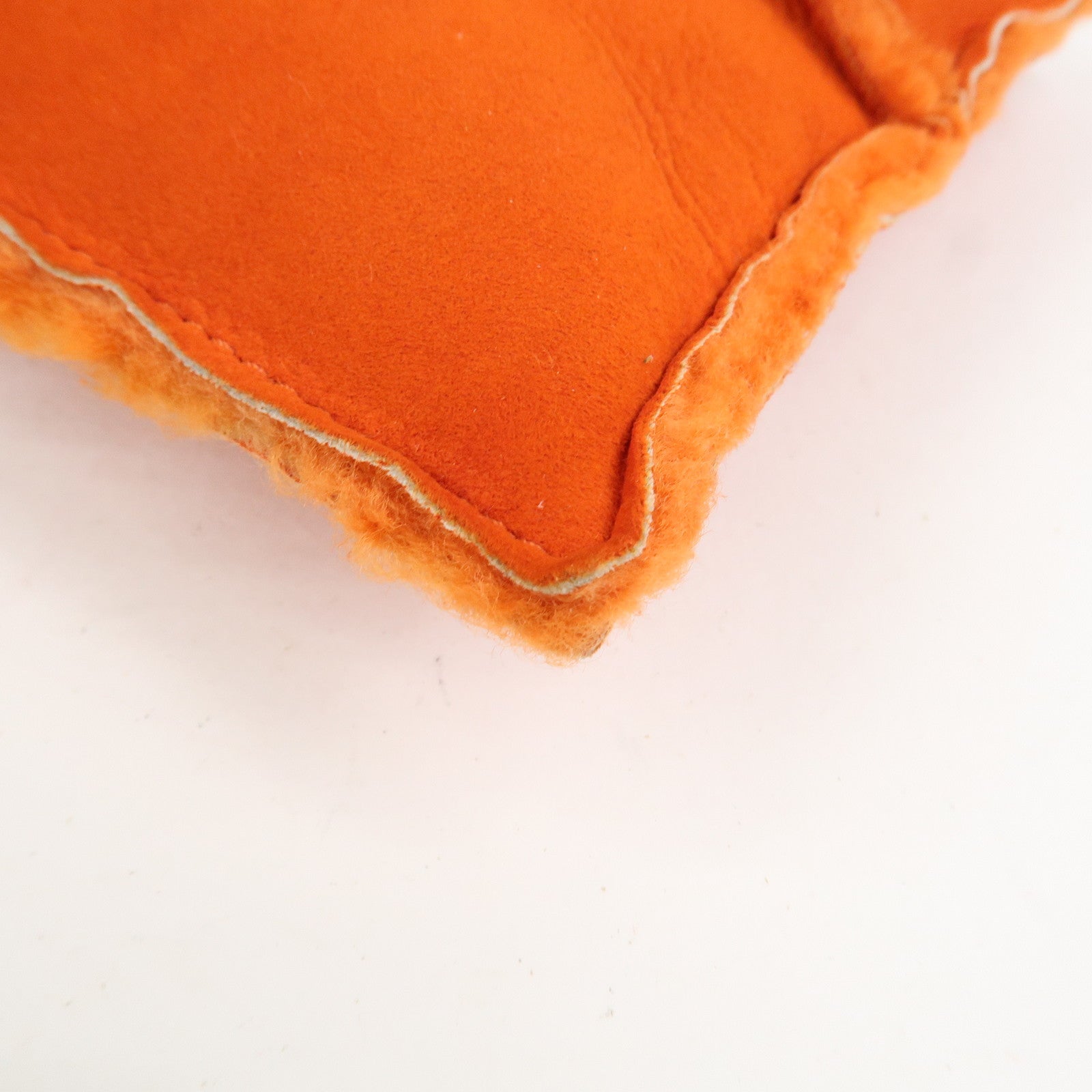 CHANEL Logo Mouton Clutch Bag Cosmetic Pouch Makeup Bag Orange