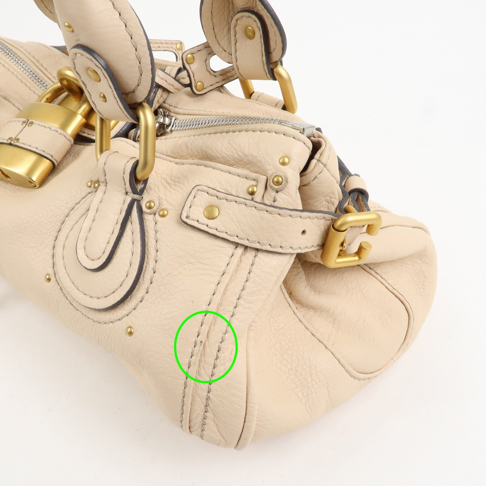 Chloe Paddington Leather Medium Shoulder Bag Hand Bag Beige
