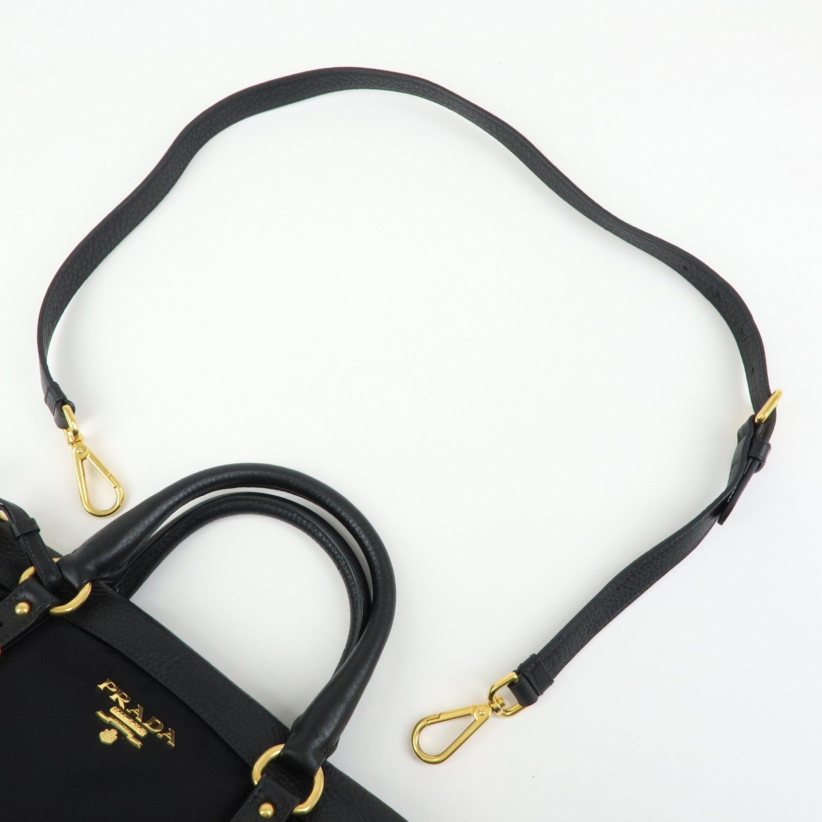PRADA Nylon Leather 2Way Bag Hand Bag Shoulder Bag Black BT2032