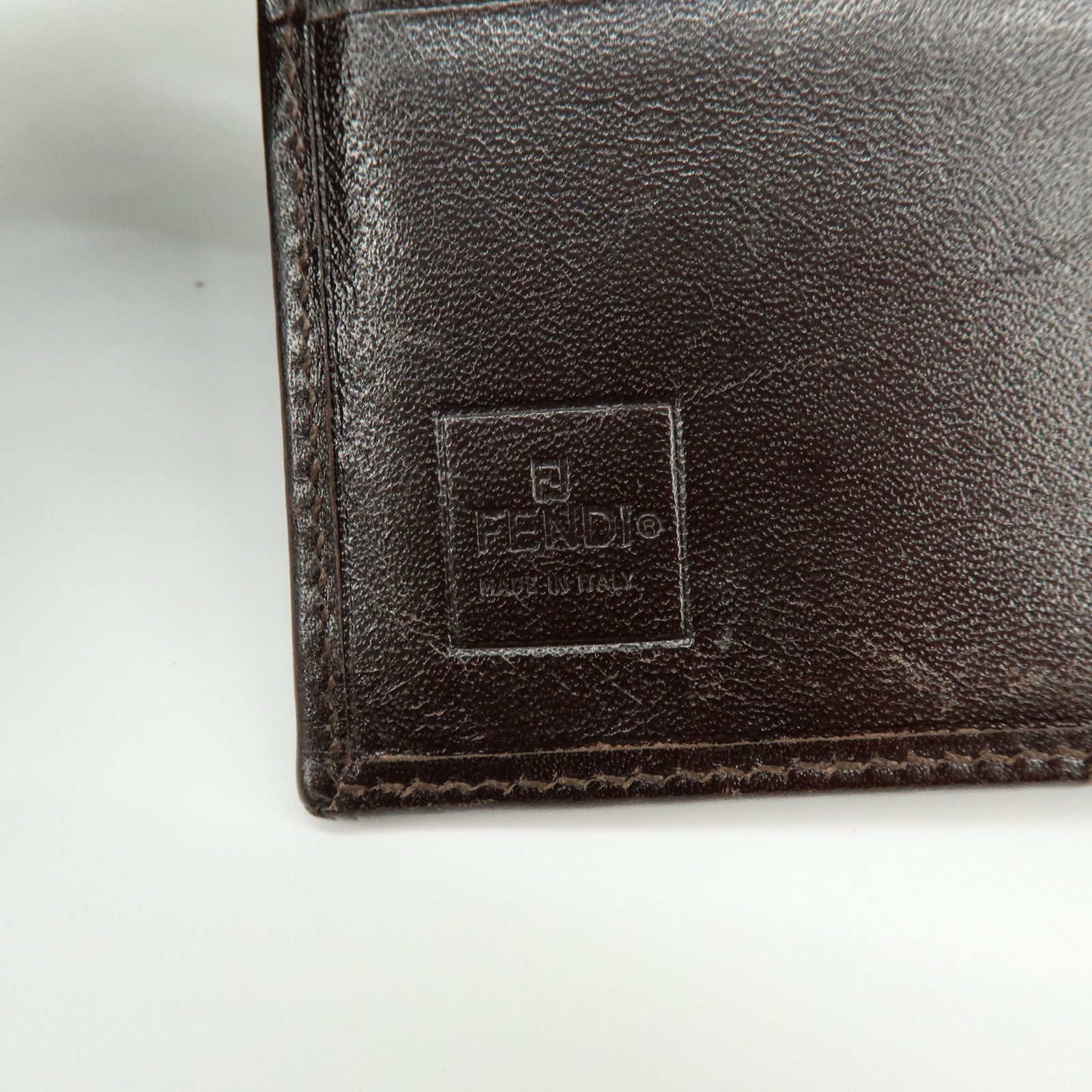 FENDI Zucca Canvas Leather Bi-fold Wallet Brown Black 01695