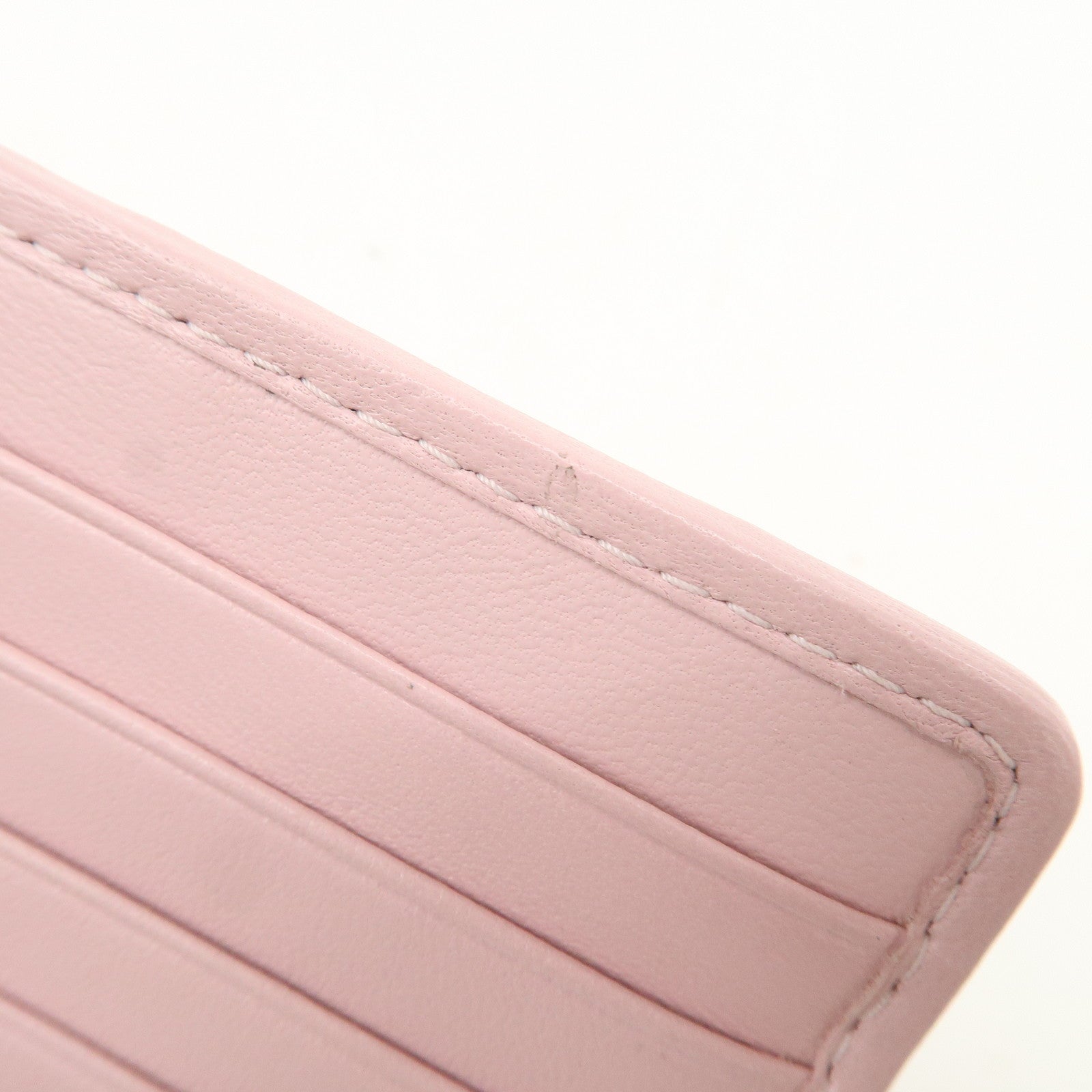MIU MIU Matelasse Leather Fragment Case Card Case Pink 5MB060