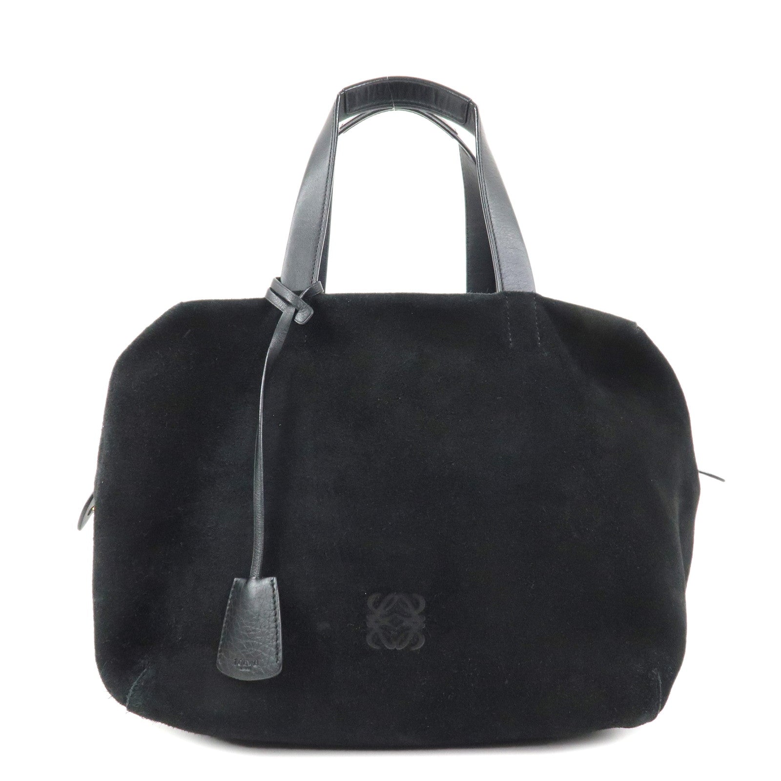 LOEWE Anagram Logo Leather Suede Origami Cubo Hand Bag Black
