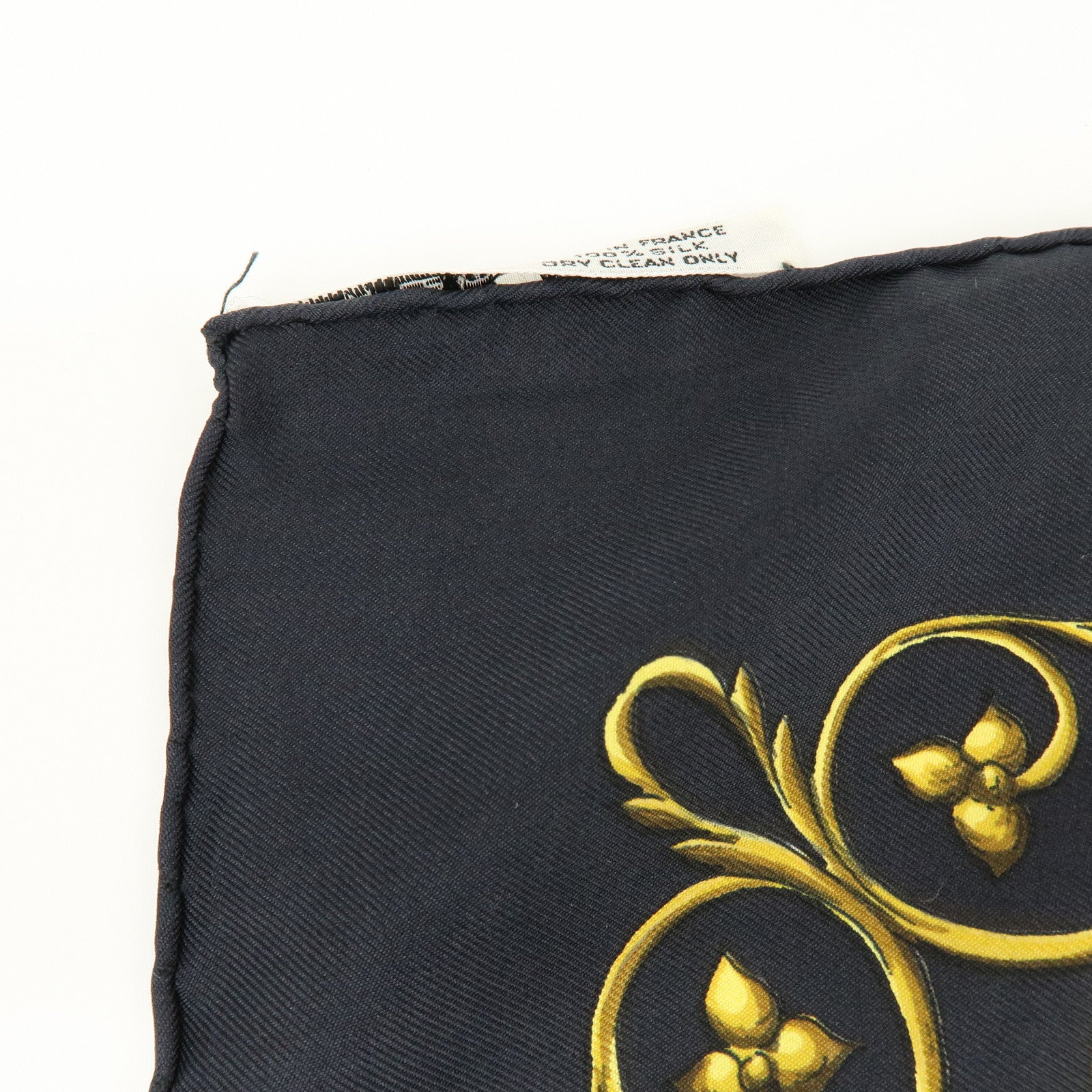HERMES Carre 90 Silk 100% Scarf DIES ET HORE Black Gold White