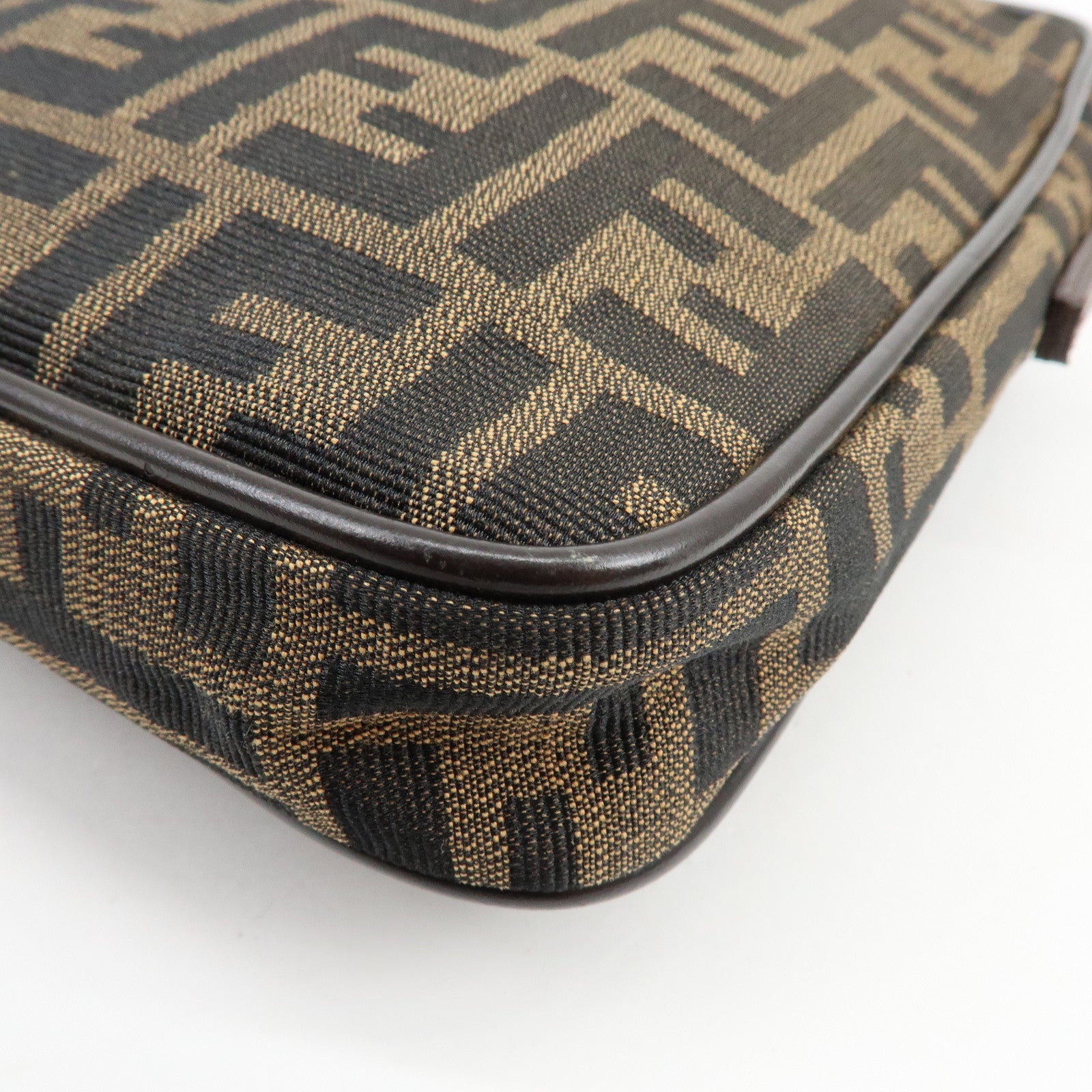 FENDI Zucca Canvas Leather Shoulder Bag Crossbody Bag Brown 8BT053