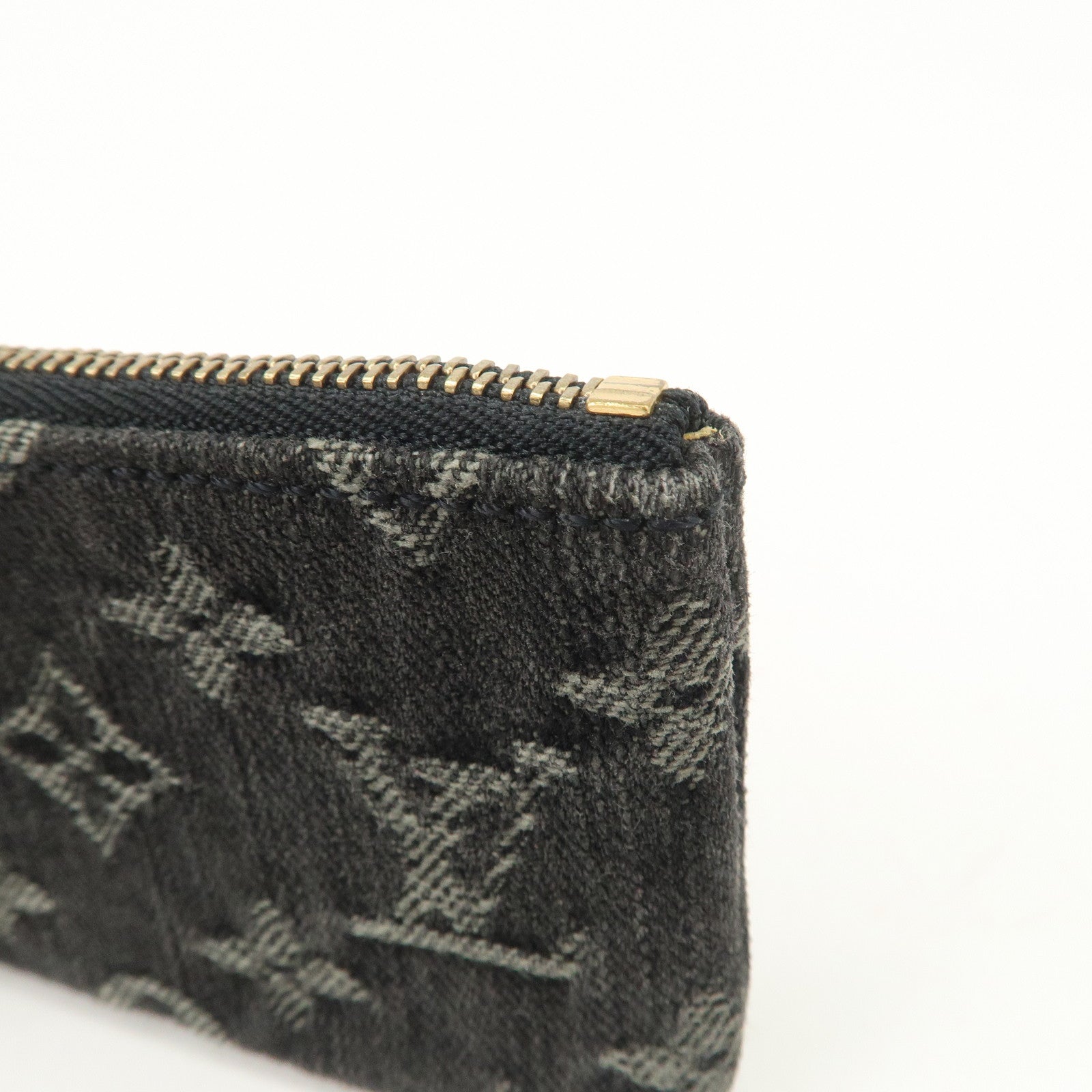 Louis Vuitton Monogram Denim Pochette Cles Coin Case Black M95616