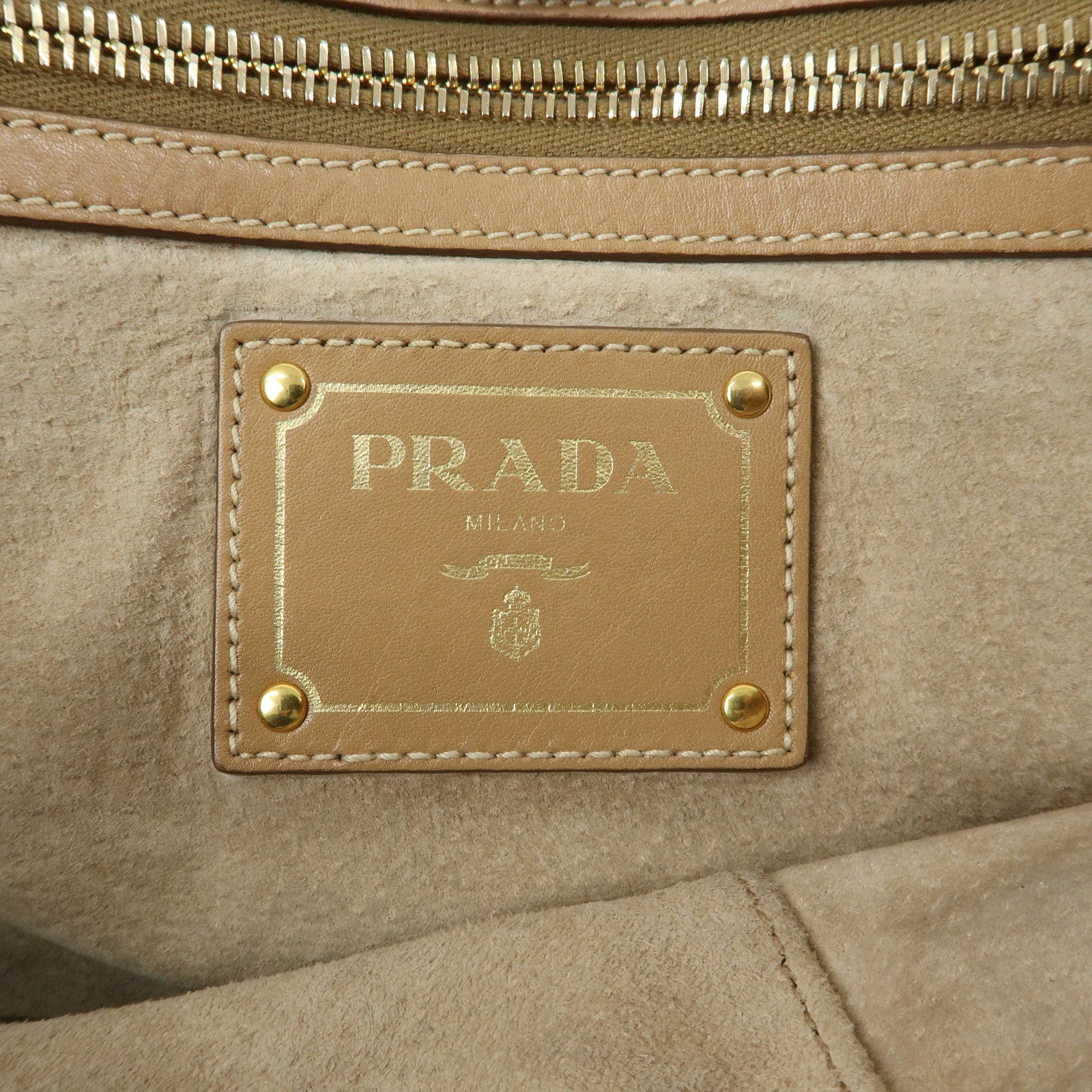 PRADA Soft Calf Leather 2Way Hand Shoulder Bag Light Brown BN1902