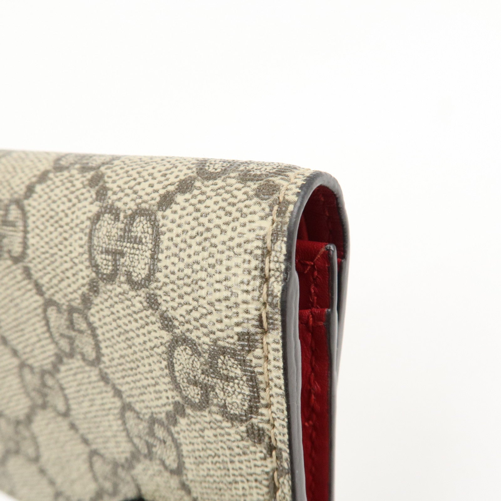 GUCCI Interlocking G GG Supreme Cherry Compact Wallet Beige 476050