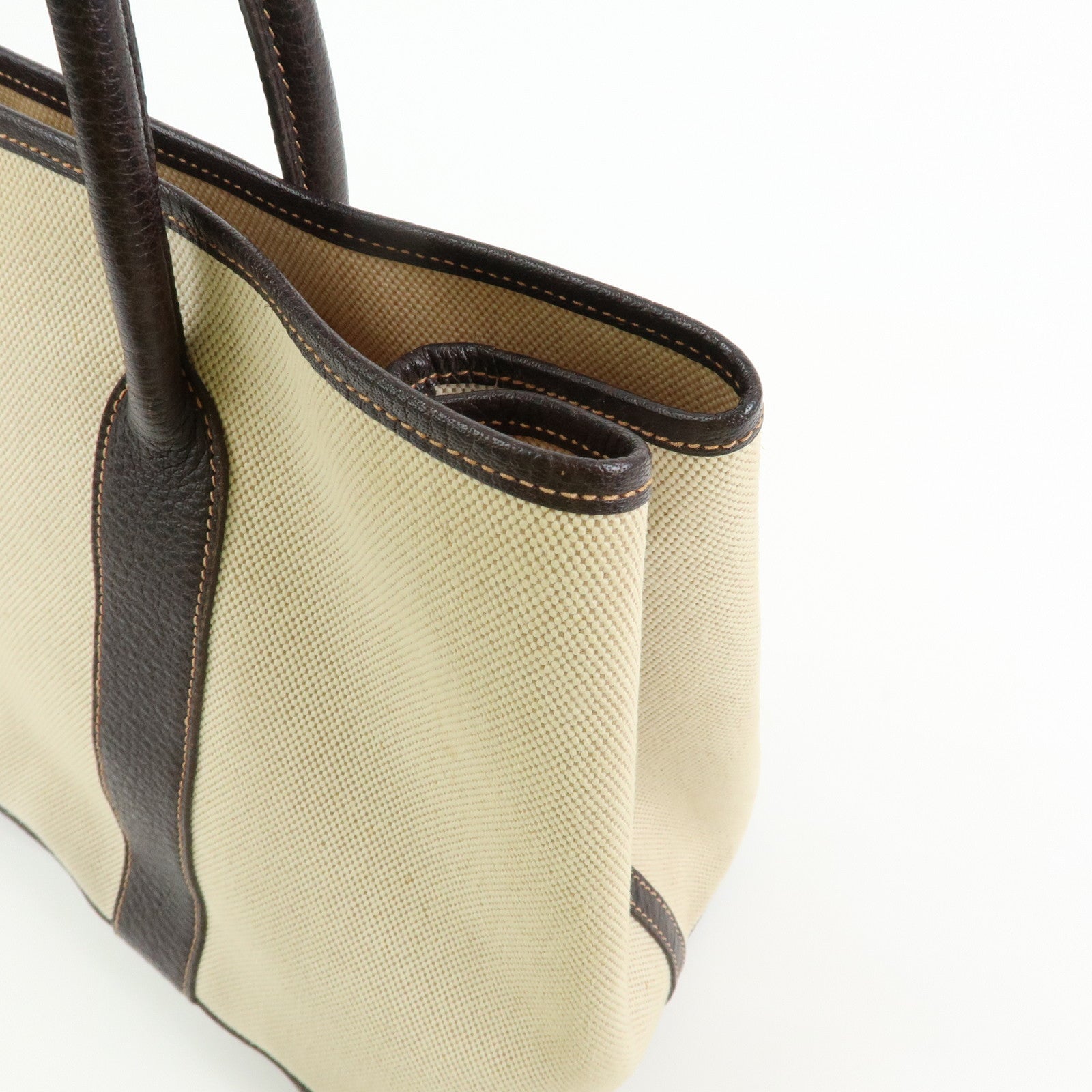 HERMES Garden Party PM Toile Ash Leather I Stamped Tote Bag Natural