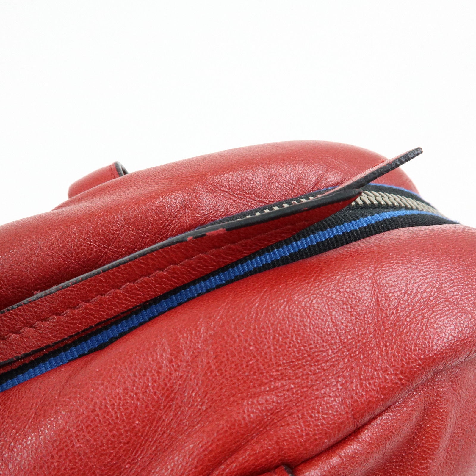 PRADA Nappa Leather Shoulder Bag Hand Bag Boston Bag Red 1BB052